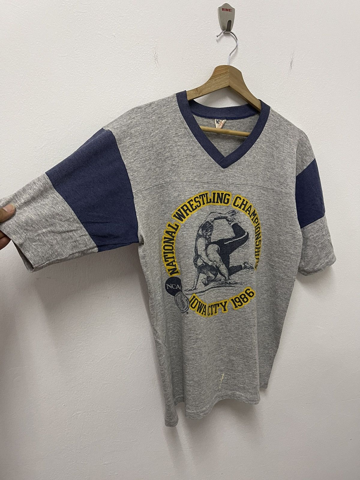 Vintage Vtg National Wrestling Championship 80’s Three Quarter Tee Size US M / EU 48-50 / 2 - 3 Thumbnail