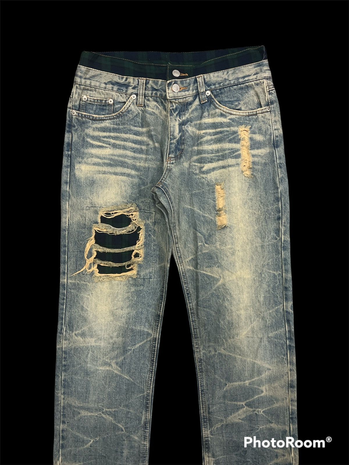 Japanese Brand ARCHIVE🔥Unknown Distressed Ripped lightning Denim Pants Size US 30 / EU 46 - 3 Thumbnail
