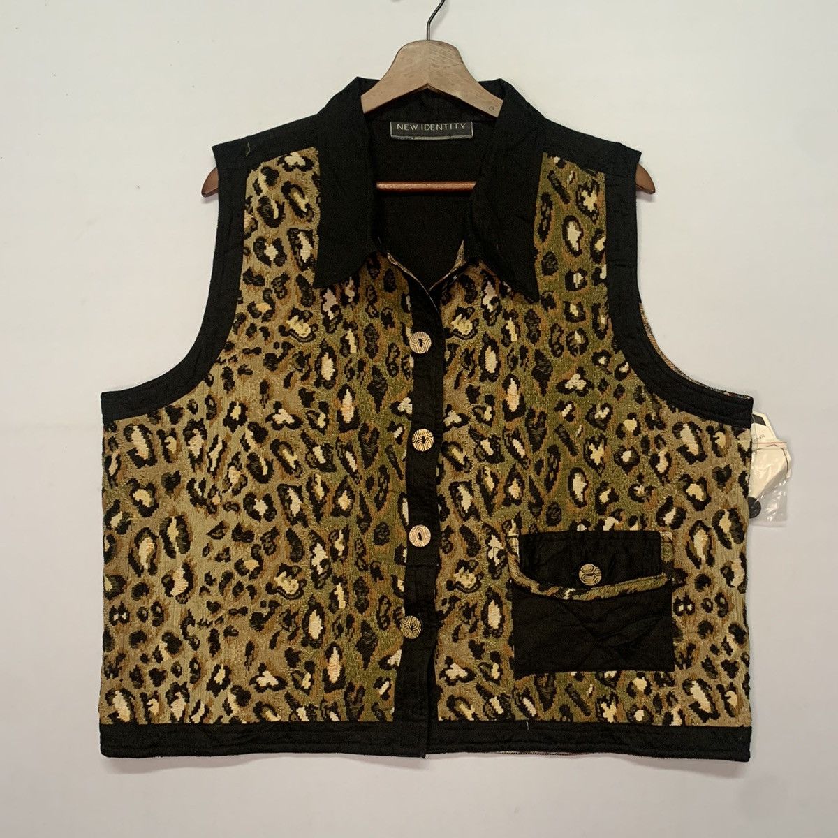 image of Vintage New Identity Leopard Design Vest Sleeveless, Men's (Size XL)