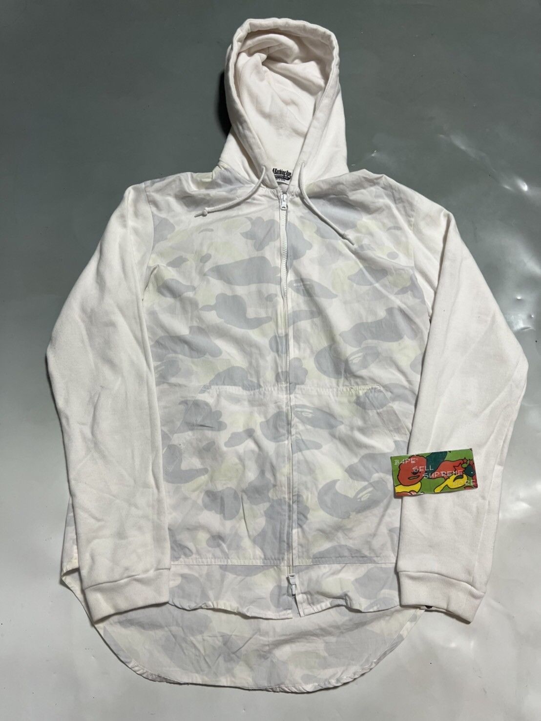 image of Bape Zip Up Shirts Hoodie White Camo, Men's (Size Medium)