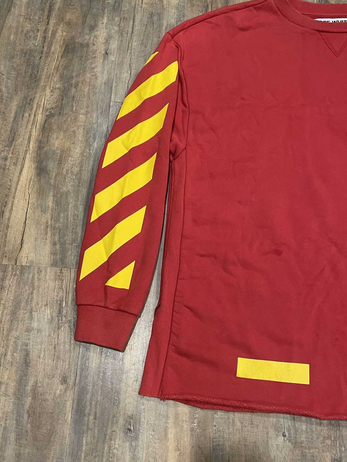 Off-White RARE Off-White Diagonal Arrows Logo Red Crewneck Sweatshirt Size US L / EU 52-54 / 3 - 8 Thumbnail