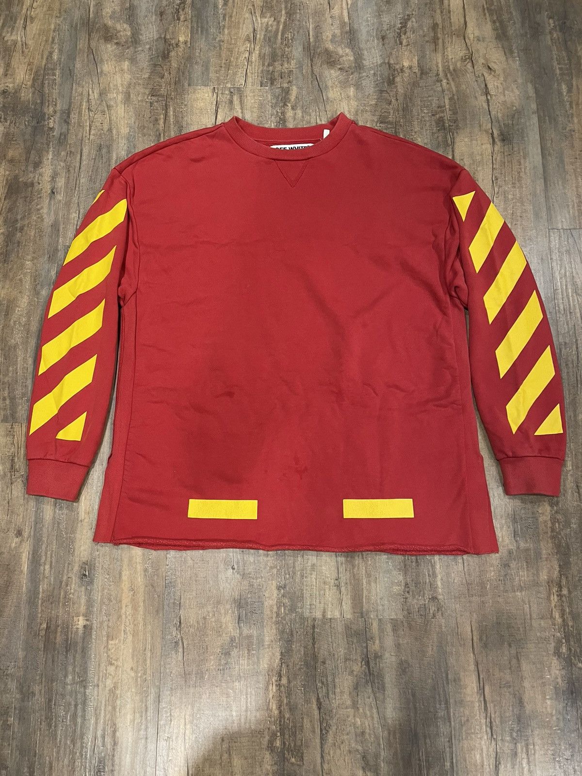 Off-White RARE Off-White Diagonal Arrows Logo Red Crewneck Sweatshirt Size US L / EU 52-54 / 3 - 2 Thumbnail