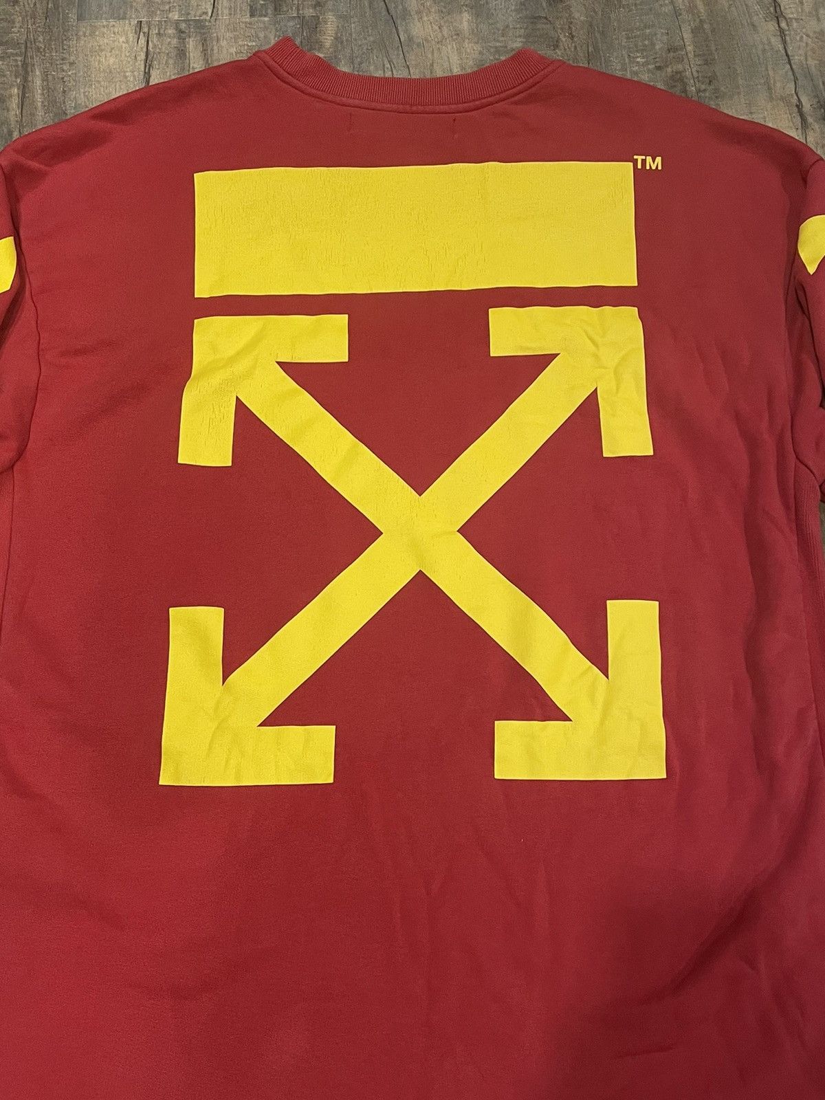 Off-White RARE Off-White Diagonal Arrows Logo Red Crewneck Sweatshirt Size US L / EU 52-54 / 3 - 3 Thumbnail