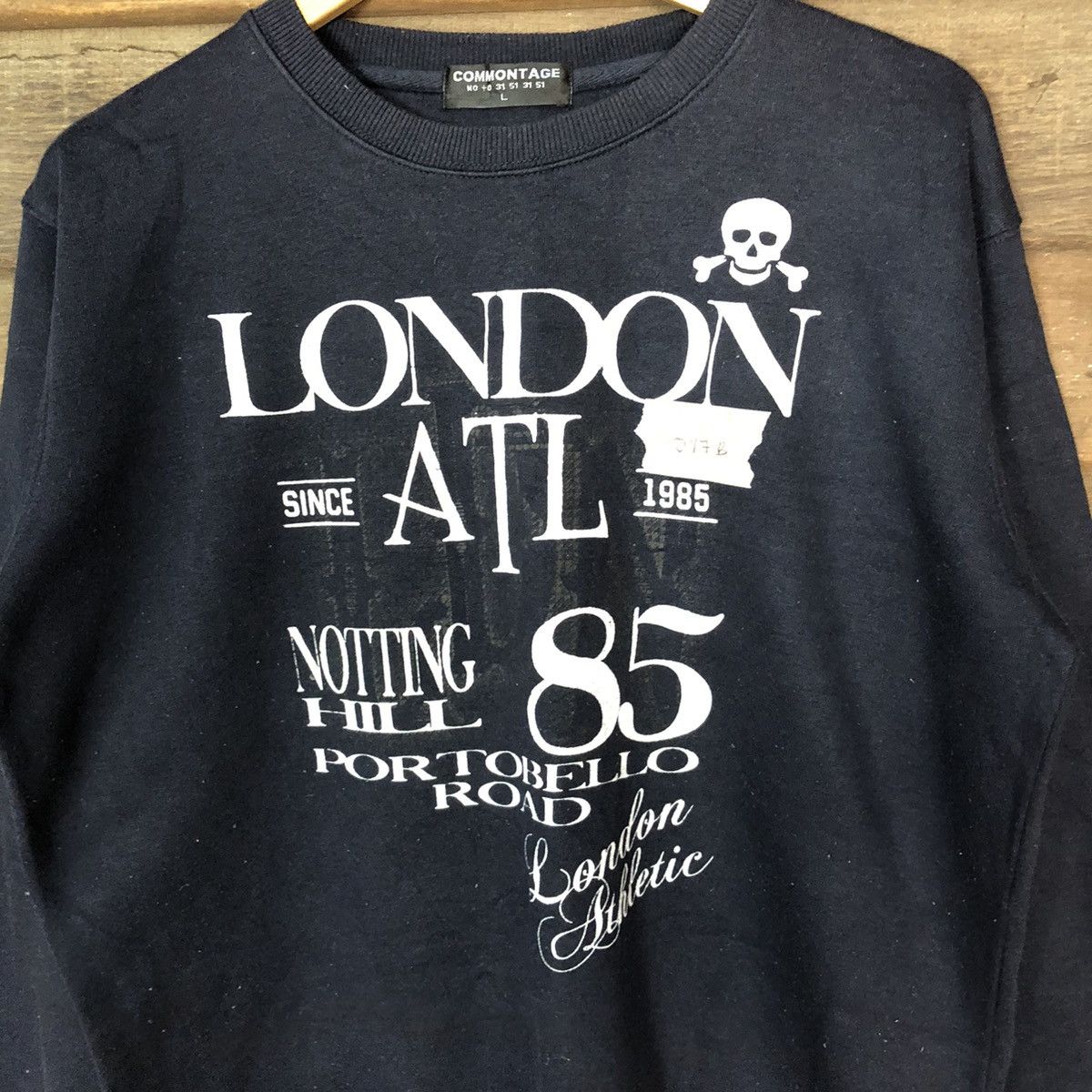 Japanese Brand Commontage London ATL Skull Dark blue Sweatshirt #017B Size US L / EU 52-54 / 3 - 6 Thumbnail