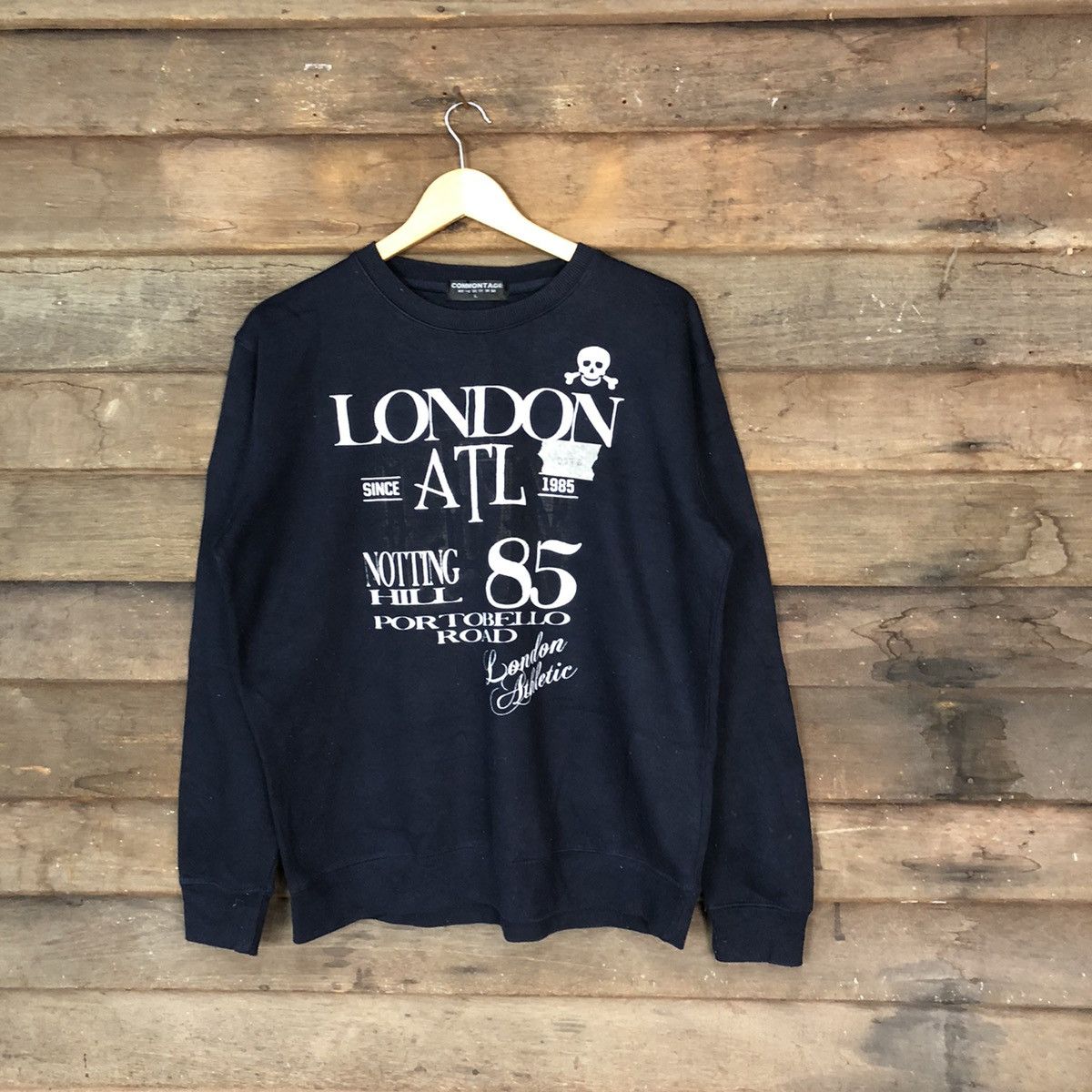 Japanese Brand Commontage London ATL Skull Dark blue Sweatshirt #017B Size US L / EU 52-54 / 3 - 1 Thumbnail