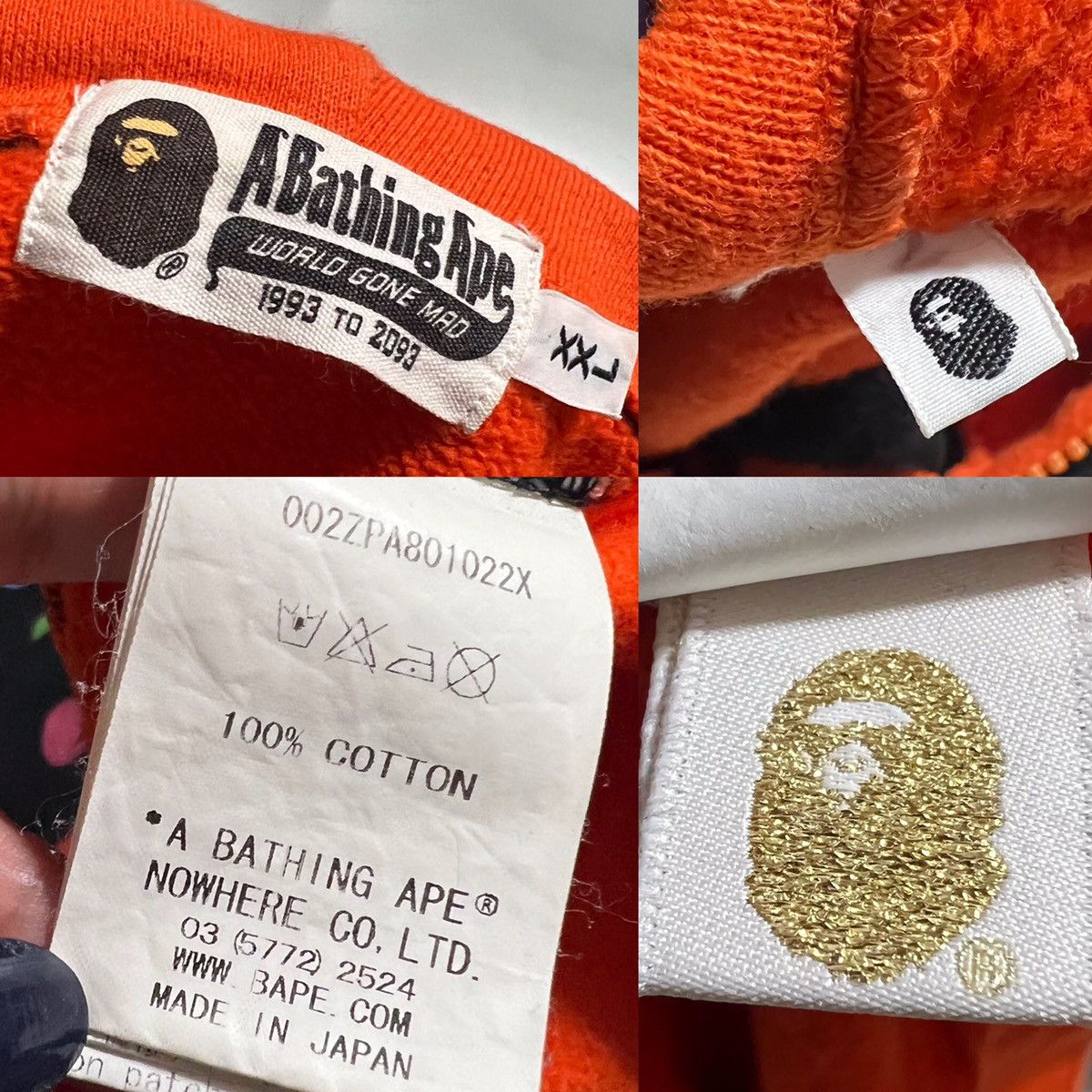 Bape BAPE shark full zip hoodie orange/dot Size US XXL / EU 58 / 5 - 9 Thumbnail