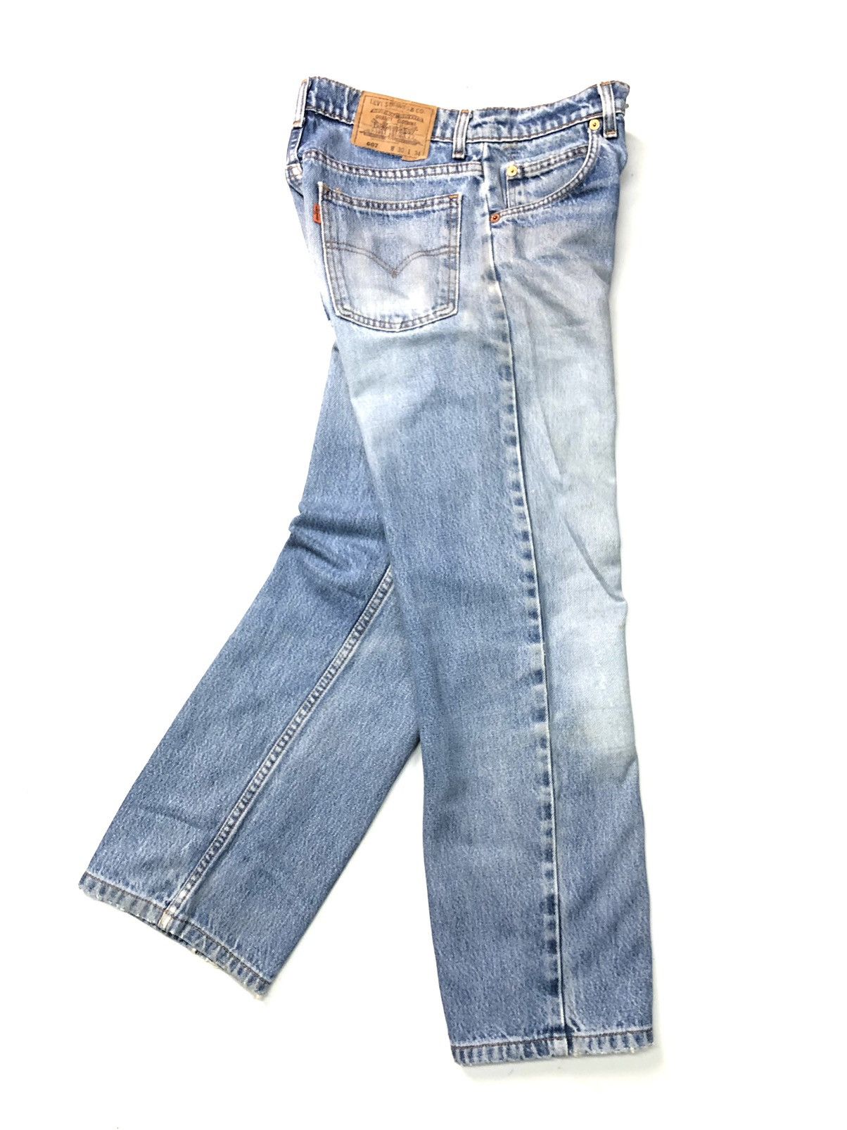 Levi's × Vintage VINTAGE 90s LEVIS 607 OREN TAB BLUE WASH DISSTRESSED DENIM Size US 29 - 1 Thumbnail
