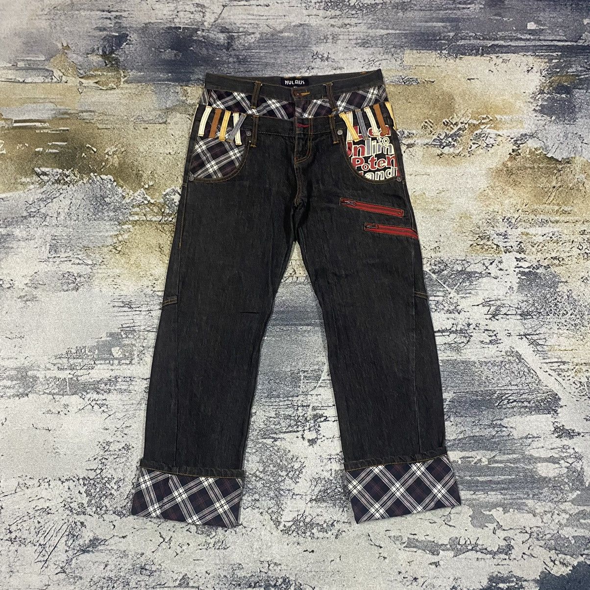 Beauty Beast × Japanese Brand × Vintage Steals🔥 Vintage Double waist Checkered Japan Denim Jeans Size US 32 / EU 48 - 1 Thumbnail