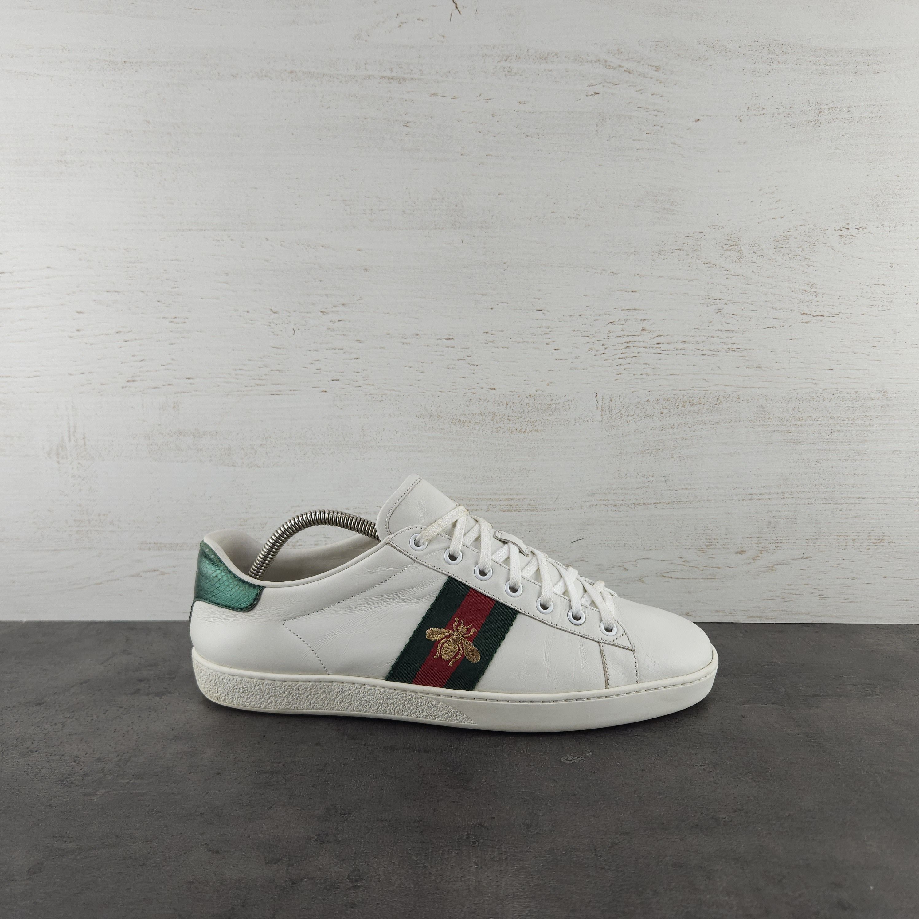 image of Gucci Ace 'bee' Trainers White Leather Shoes, Men's (Size 8)