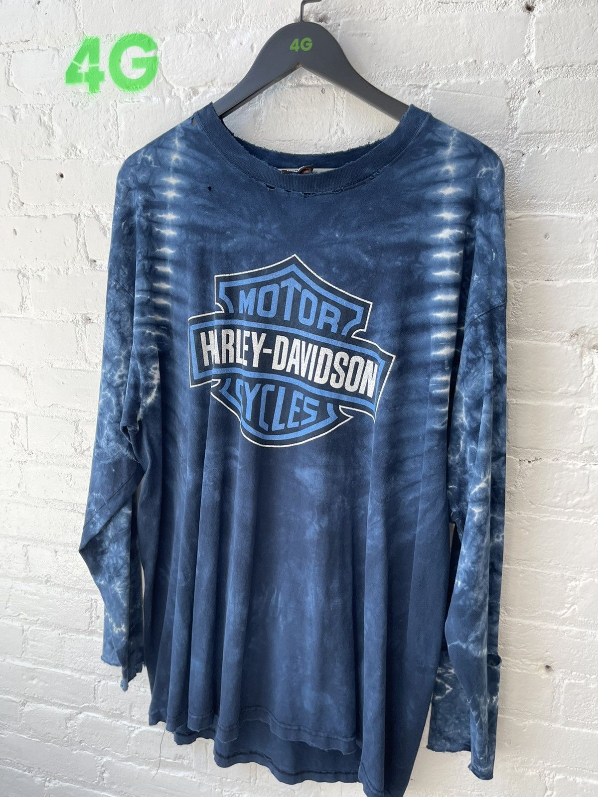 Harley Davidson × Vintage Vintage THRASHED Harley Davidson Tie dye Shirt Size US XL / EU 56 / 4 - 2 Thumbnail