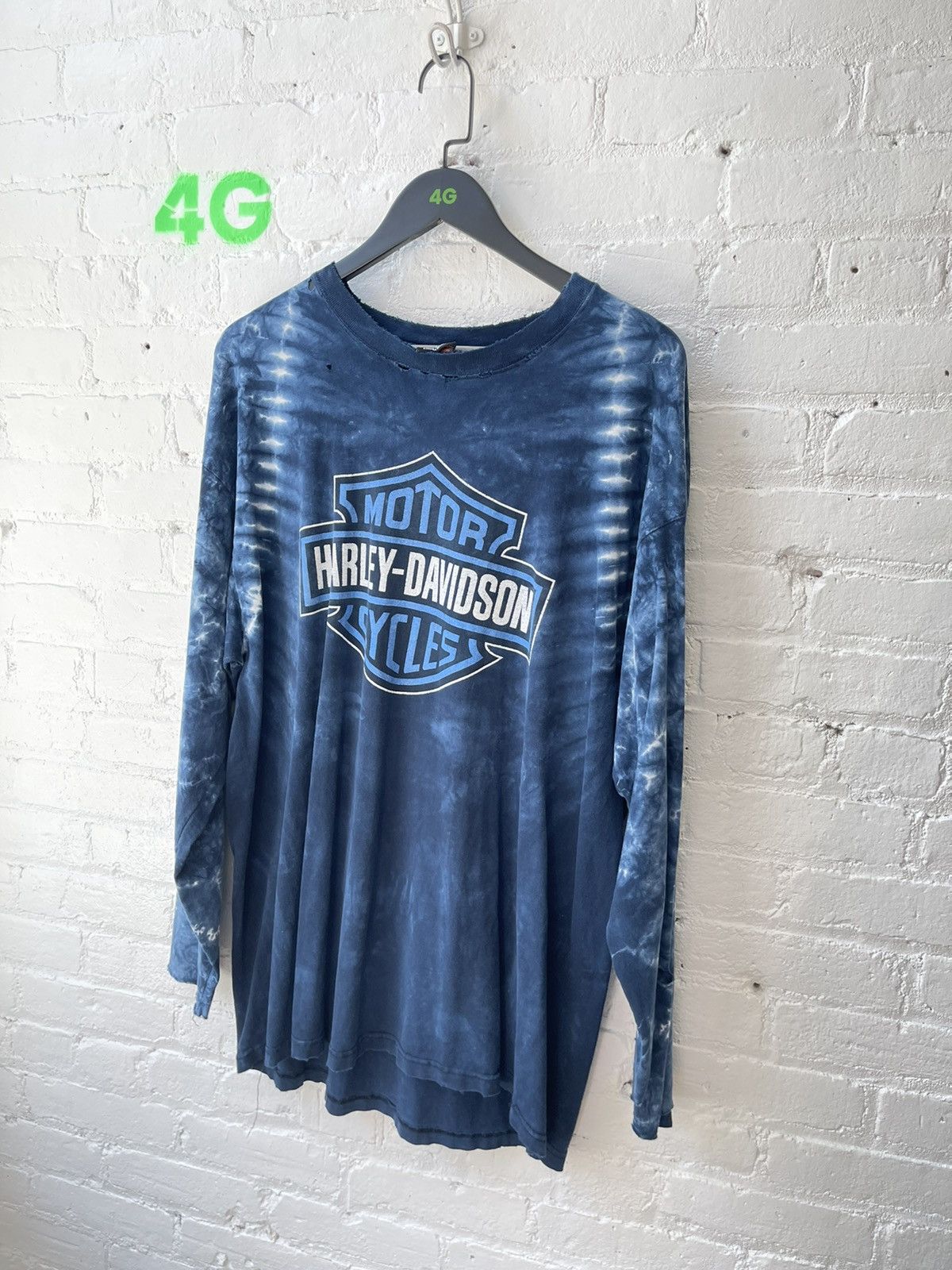 Harley Davidson × Vintage Vintage THRASHED Harley Davidson Tie dye Shirt Size US XL / EU 56 / 4 - 3 Thumbnail