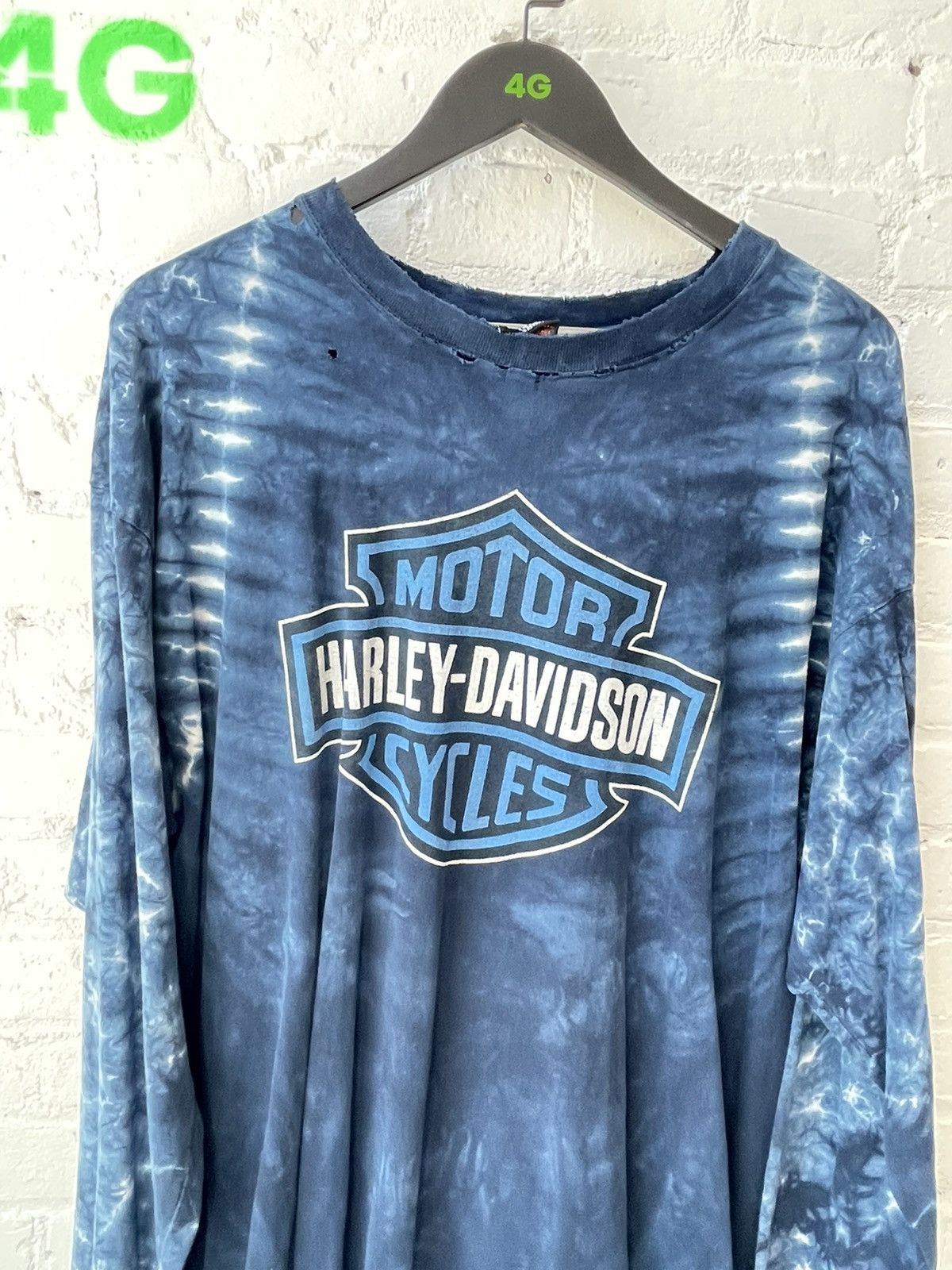 Harley Davidson × Vintage Vintage THRASHED Harley Davidson Tie dye Shirt Size US XL / EU 56 / 4 - 5 Thumbnail