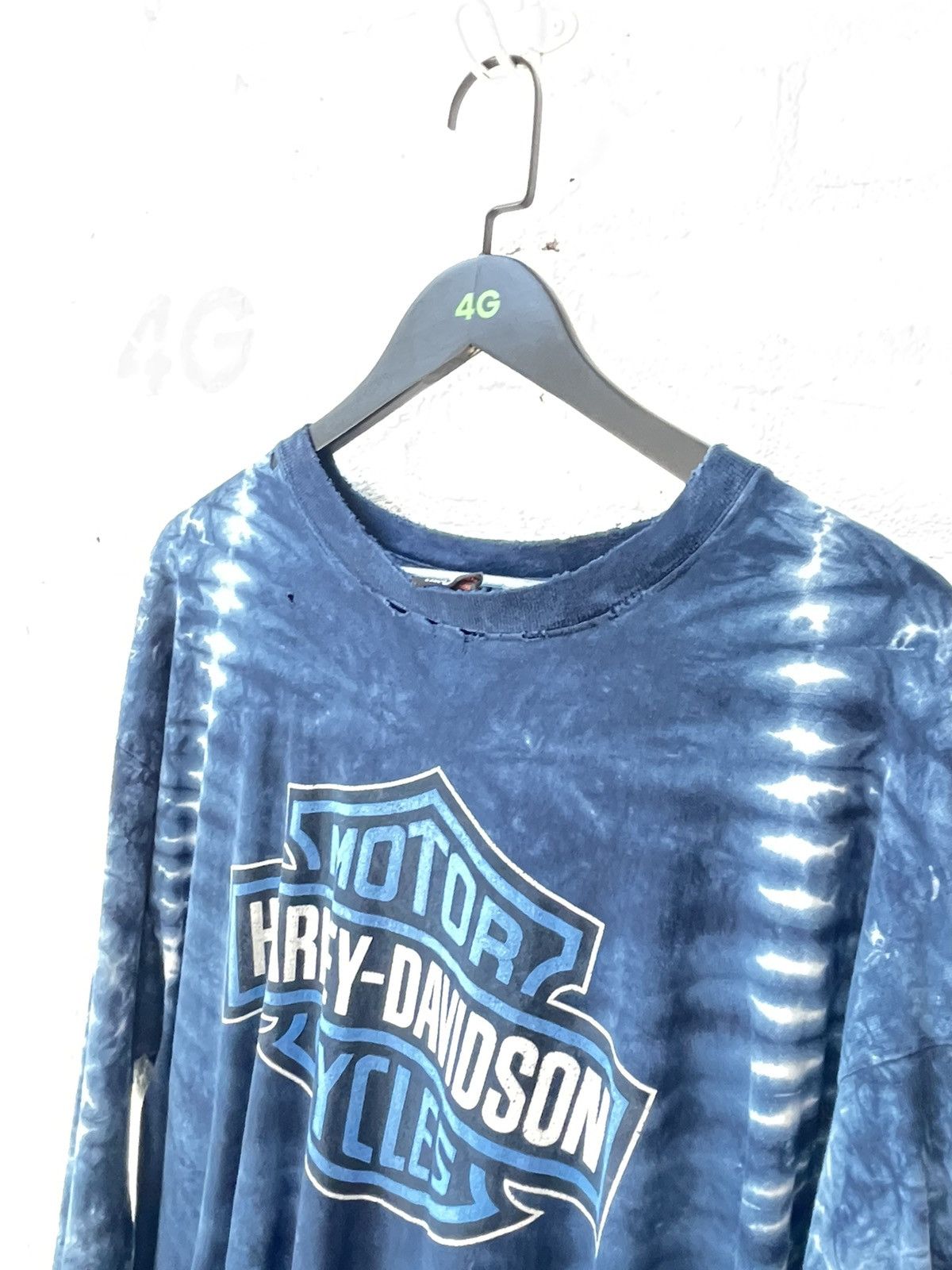 Harley Davidson × Vintage Vintage THRASHED Harley Davidson Tie dye Shirt Size US XL / EU 56 / 4 - 4 Thumbnail