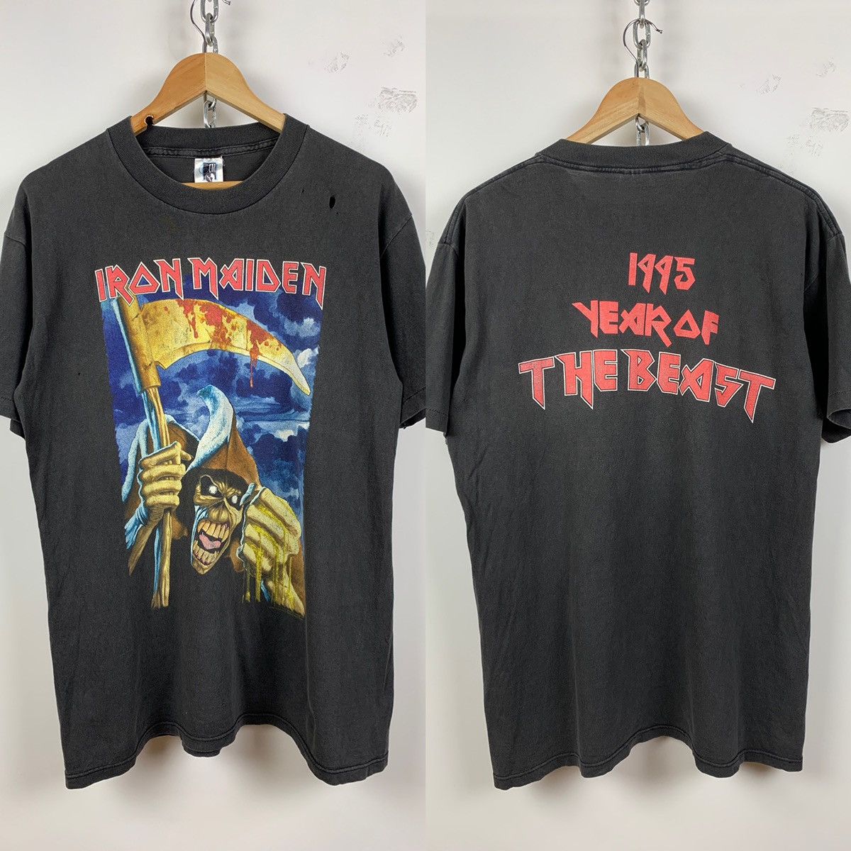 Band Tees 1995 Vintage Iron Maiden Year Of The Beast Very Rare T-Shirt Size US L / EU 52-54 / 3 - 1 Thumbnail
