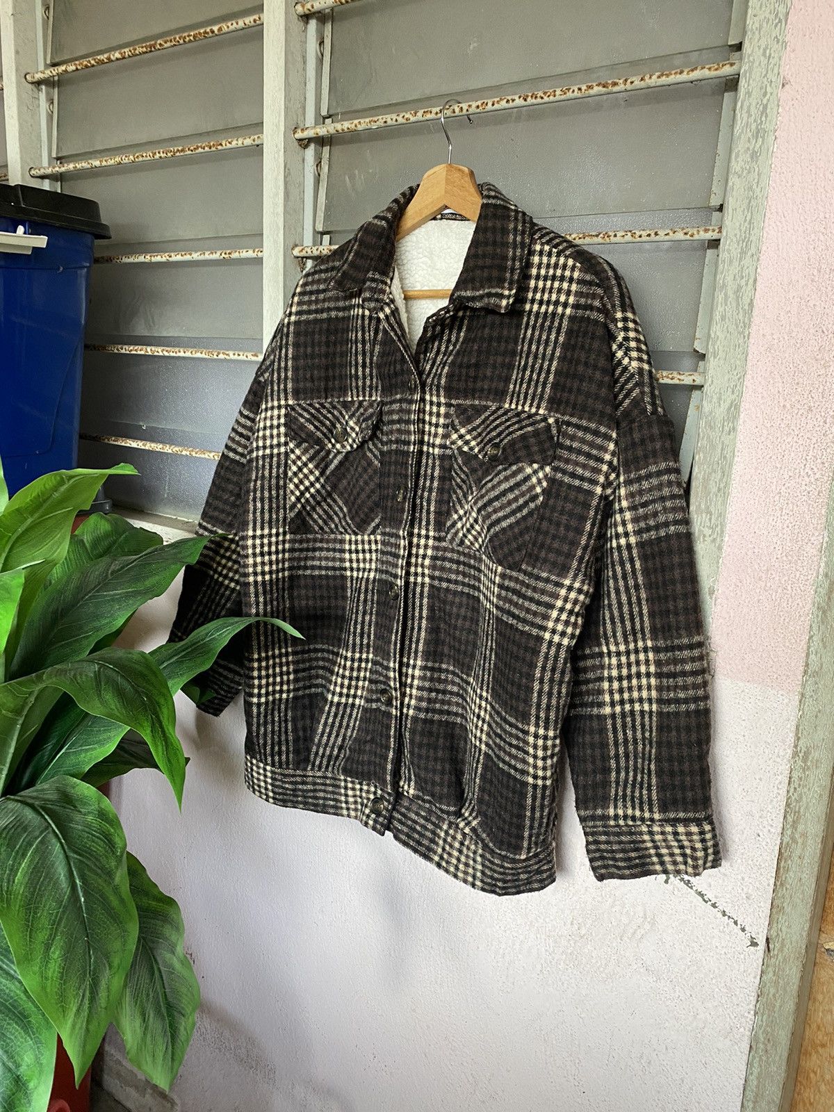 image of Flannel x Vintage Steals Vintage Lunacion Checker Sherpa Jacket, Men's (Size Large)