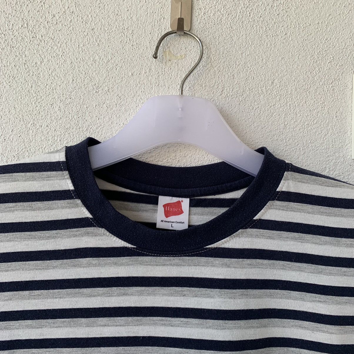 Hanes × Vintage HANES USA t shirt horizontal stripe small logo Size US L / EU 52-54 / 3 - 6 Thumbnail