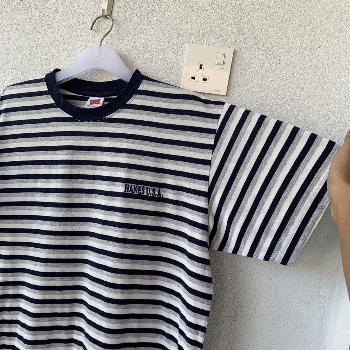 Hanes × Vintage HANES USA t shirt horizontal stripe small logo Size US L / EU 52-54 / 3 - 5 Thumbnail