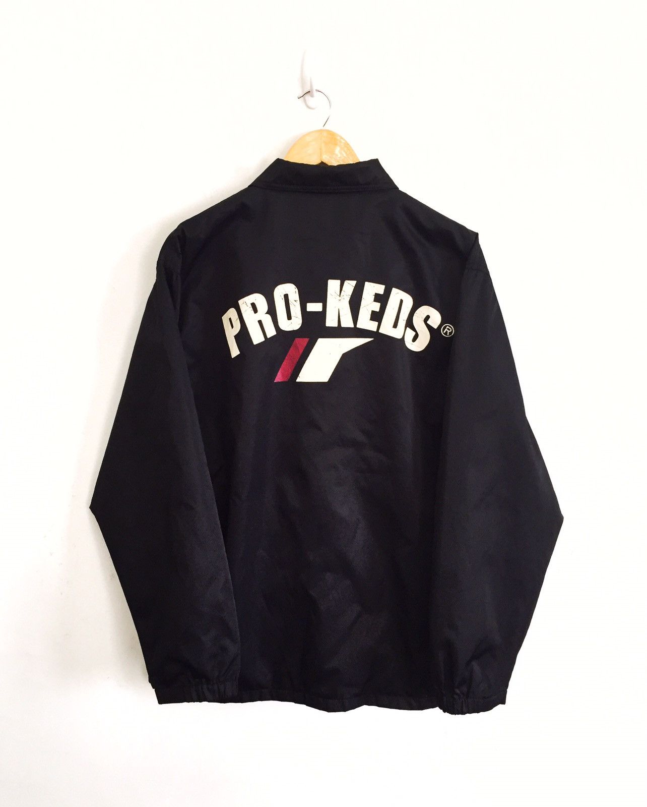 image of Pro Keds Pro-Keds Size L Big Logo Spell Out Button Jacket in Black, Men's