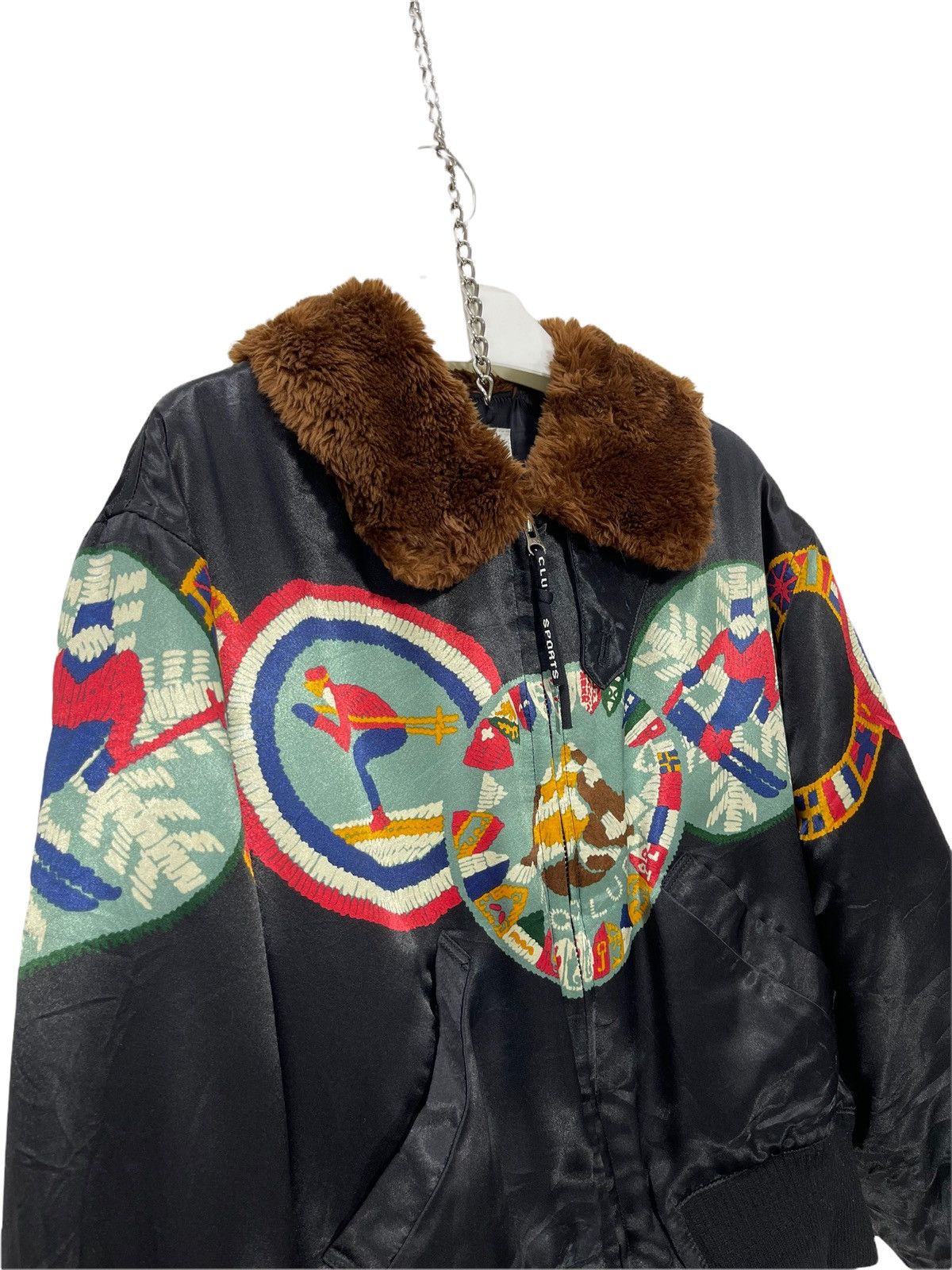 Japanese Brand Made in Japan Nicole Club Satin Crop Bomber Ski Printed 16🟩 Size US M / EU 48-50 / 2 - 2 Thumbnail