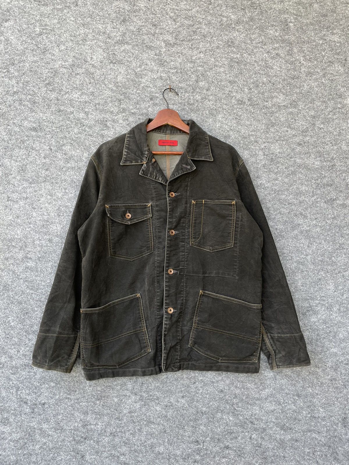 image of Edwin 503 Rebel Waxed Chore Jacket in Black, Men's (Size Medium)