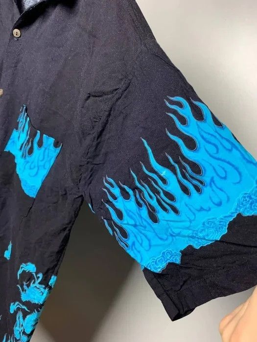 Japanese Brand Hawaii shirt dragon fire blue size XXL vintage shirt Size US XXL / EU 58 / 5 - 4 Thumbnail