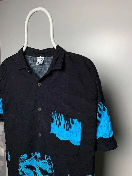 Japanese Brand Hawaii shirt dragon fire blue size XXL vintage shirt Size US XXL / EU 58 / 5 - 2 Thumbnail