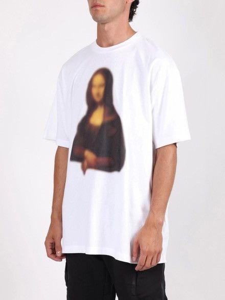image of Off White Blurred Monalisa White Shirt, Men's (Size Medium)