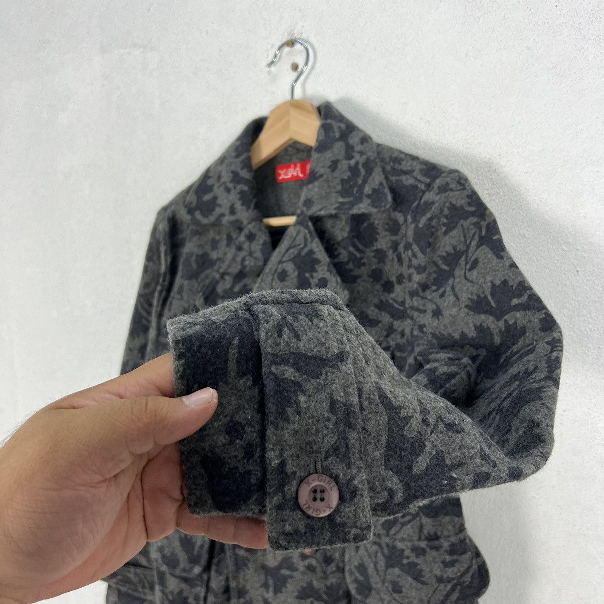 Hysteric Glamour RARE X-GIRL WOOL JACKET DOUBLE BREAST CAMO BLACK DESIGN Size US S / EU 44-46 / 1 - 6 Thumbnail