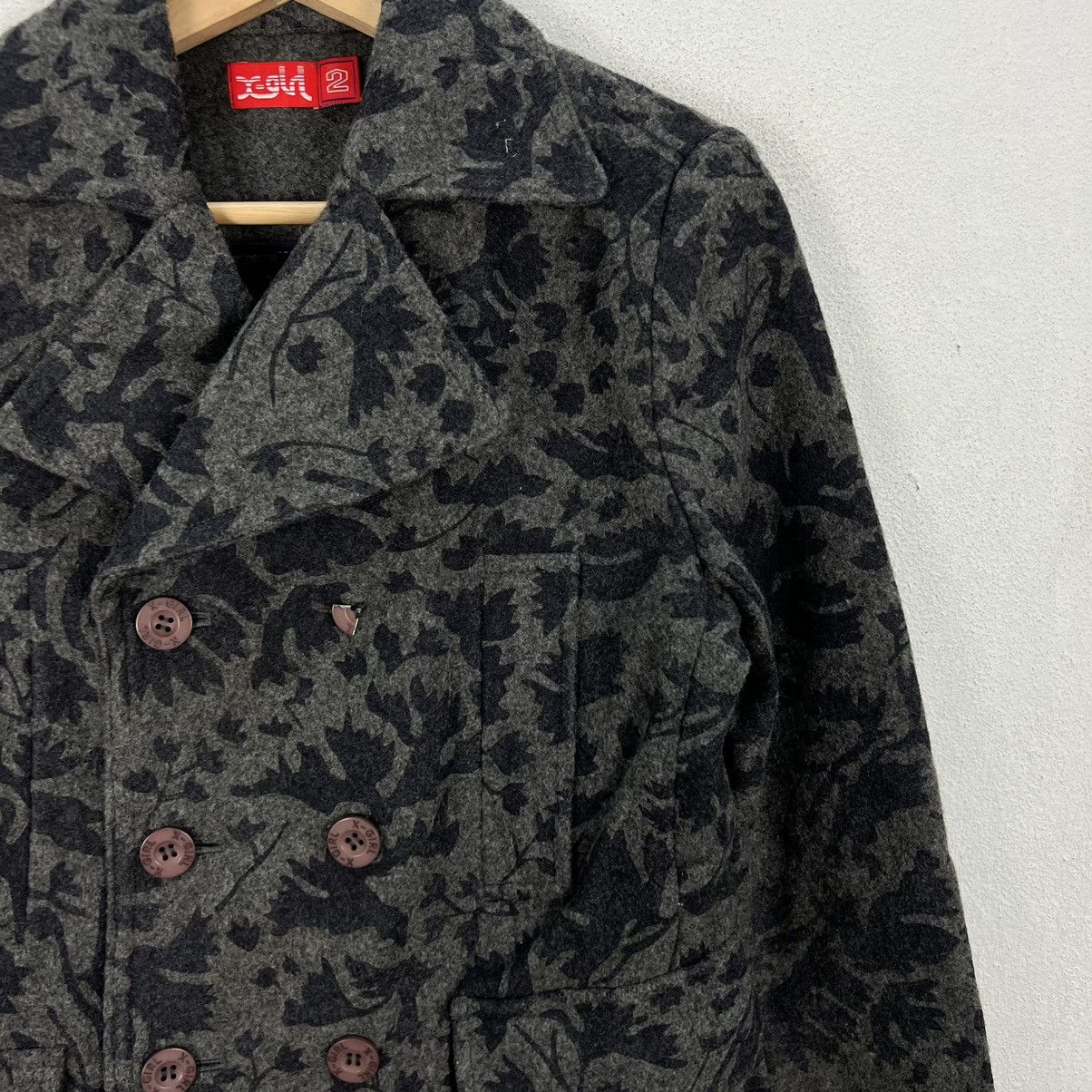 Hysteric Glamour RARE X-GIRL WOOL JACKET DOUBLE BREAST CAMO BLACK DESIGN Size US S / EU 44-46 / 1 - 5 Thumbnail