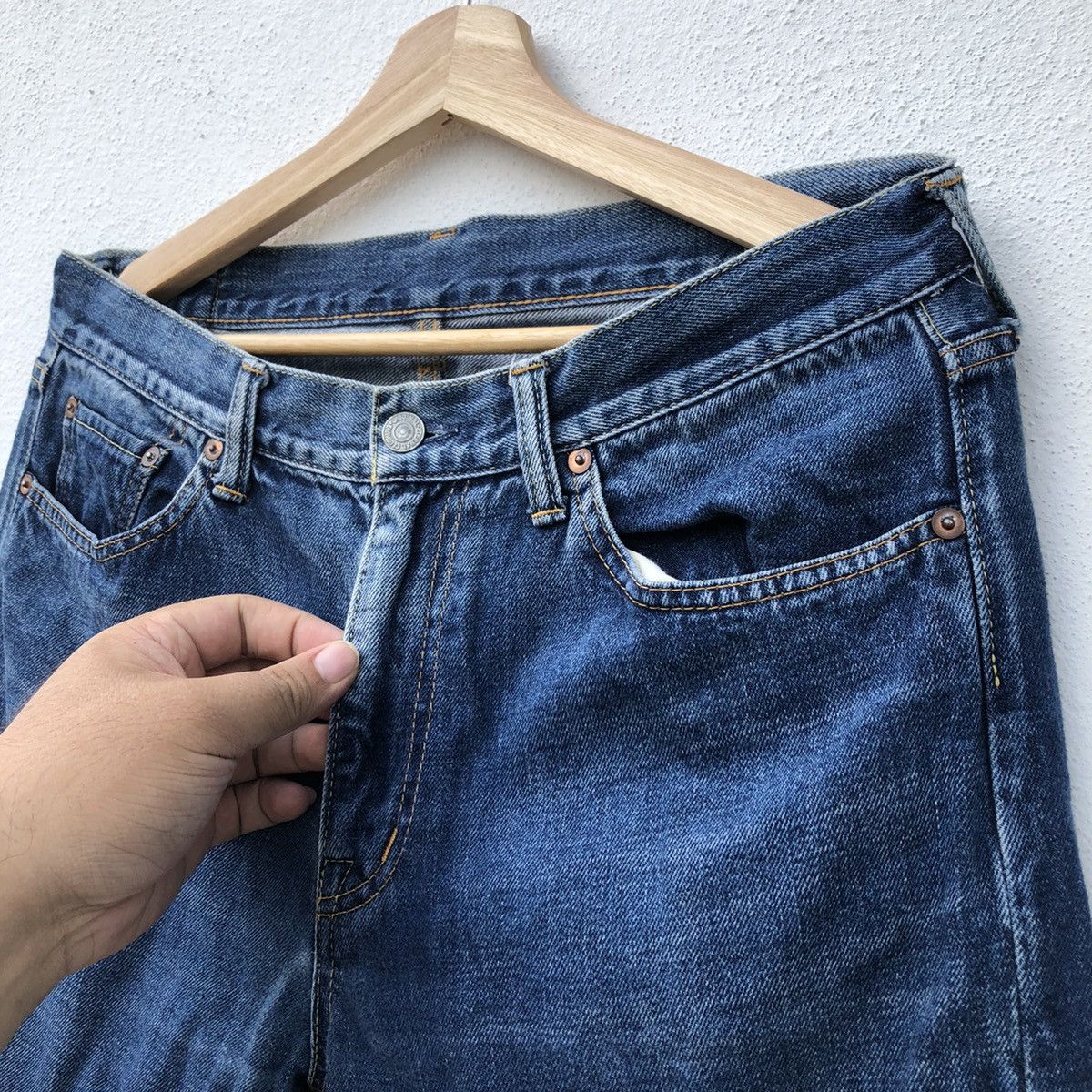 Blue Blue Japan DEEP BLUE BY BLUE BLUE JAPAN DISTRESSED DENIM Size US 30 / EU 46 - 6 Thumbnail