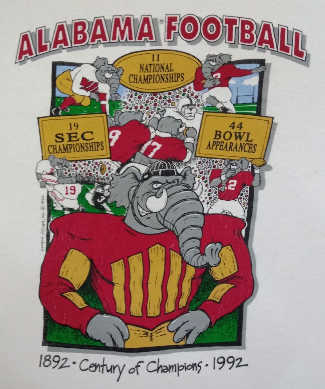 NFL × Vintage Vintage 90s Alabama Football : Century of Champions T-shirt Size US XL / EU 56 / 4 - 5 Thumbnail