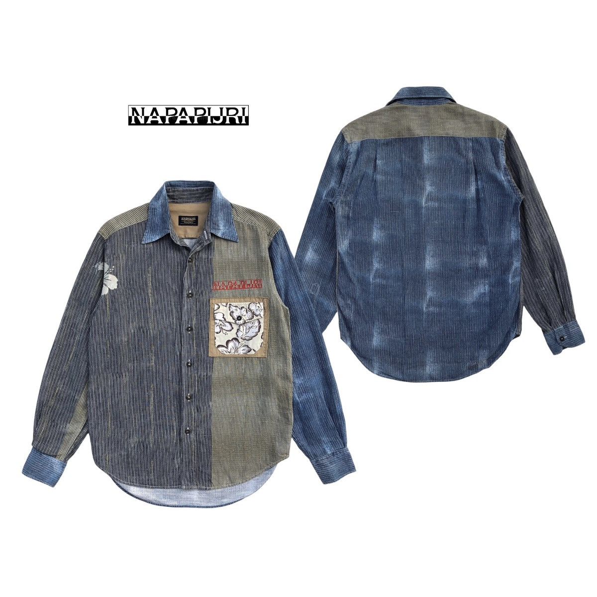Napapijri Napapijri Casual Striped Wash Denim Shirt Size US M / EU 48-50 / 2 - 2 Thumbnail