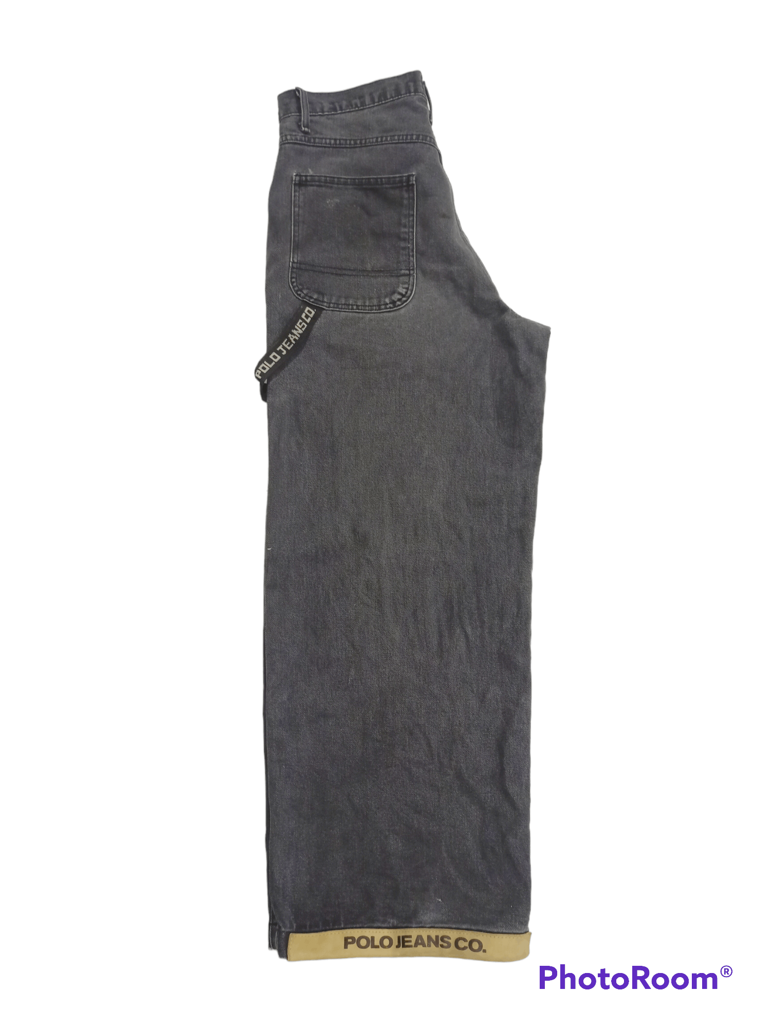 Polo Ralph Lauren Polo Ralph Lauren Hip Hop Leg Leather Over Style Denim Size US 31 - 25 Thumbnail
