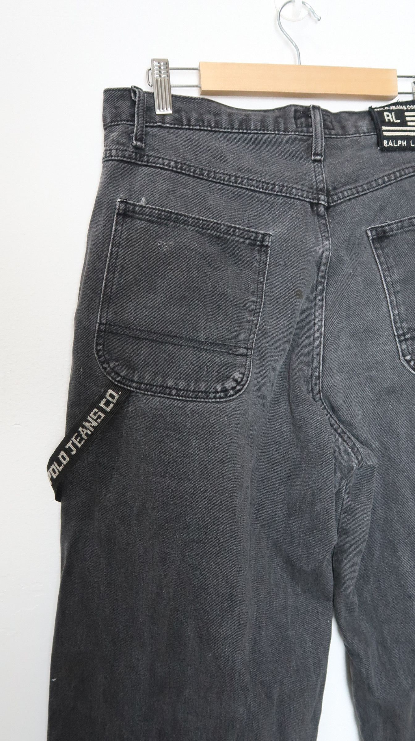 Polo Ralph Lauren Polo Ralph Lauren Hip Hop Leg Leather Over Style Denim Size US 31 - 18 Thumbnail
