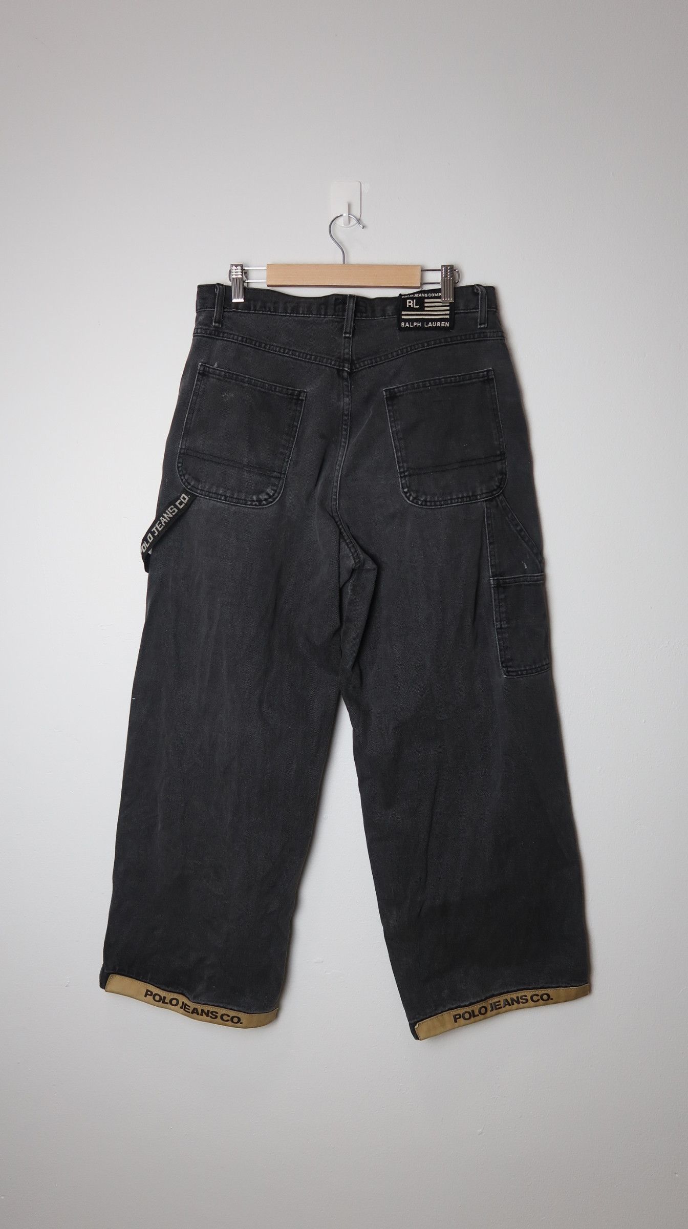 Polo Ralph Lauren Polo Ralph Lauren Hip Hop Leg Leather Over Style Denim Size US 31 - 15 Thumbnail