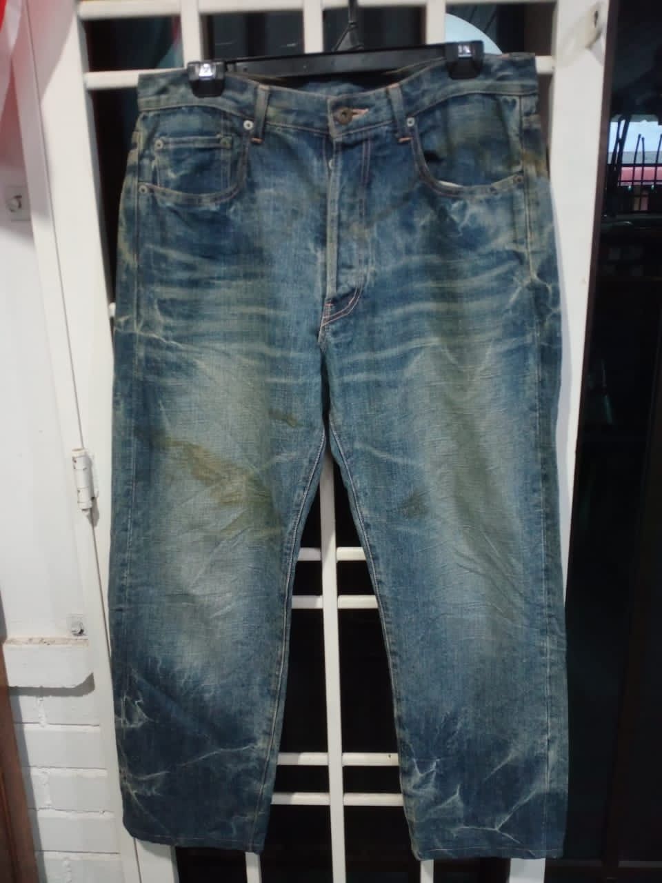 image of Avant Garde International World Jeans Nicely Faded Denim in Washed Blue, Men's (Size 34)