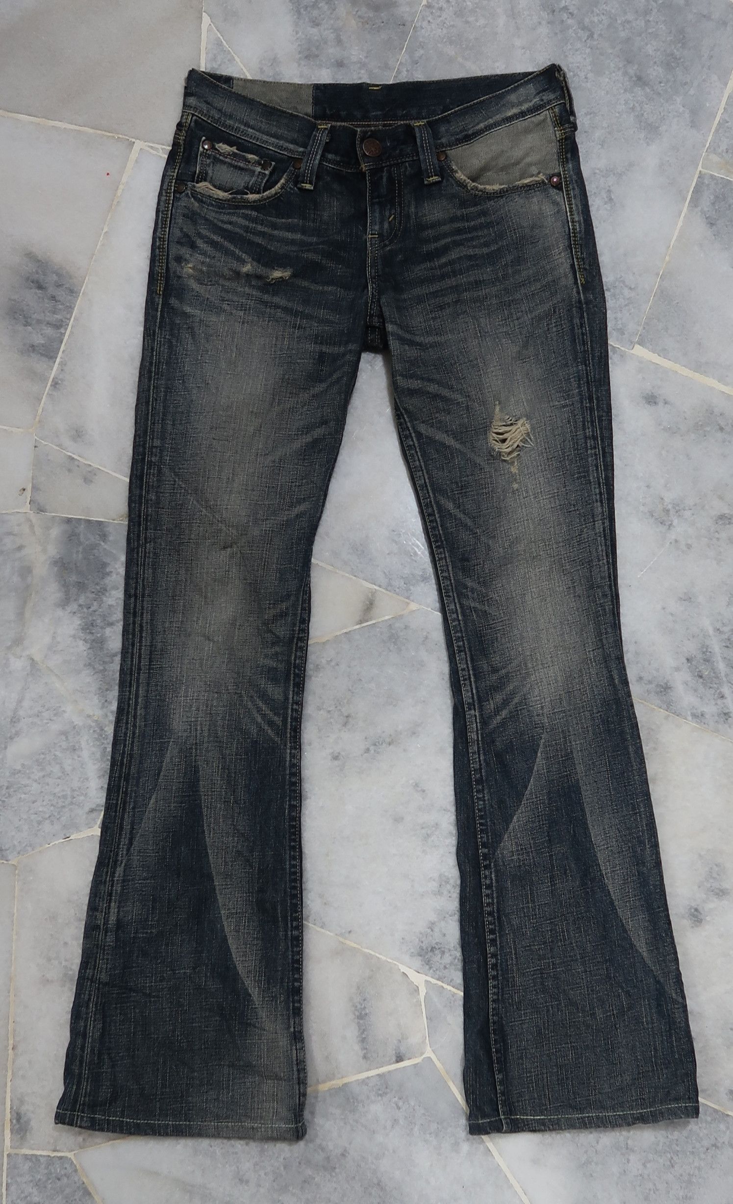image of Distressed Denim x Levis VTG Levi's Lp926 Japanese Flared Denim Jeans Ladies in Dark Blue Wash, Wom