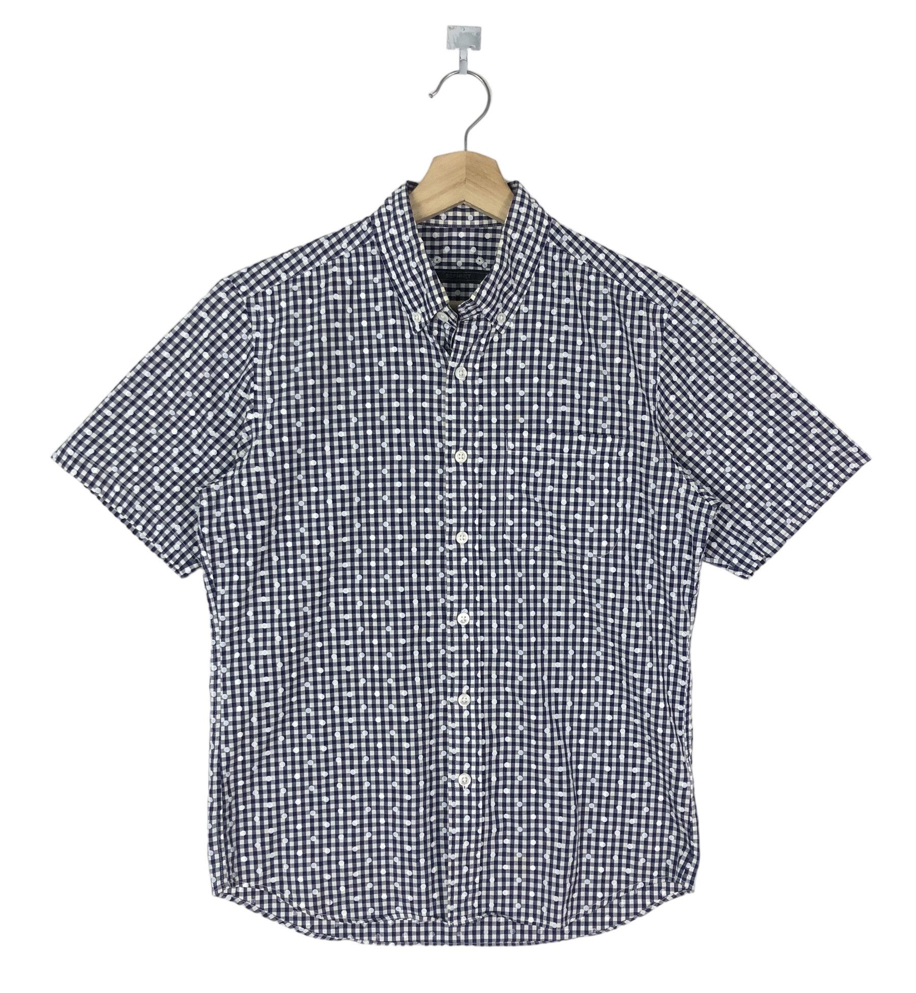 SOPHNET. POLKA DOTS CHECKERED BUTTON UPS S/S
