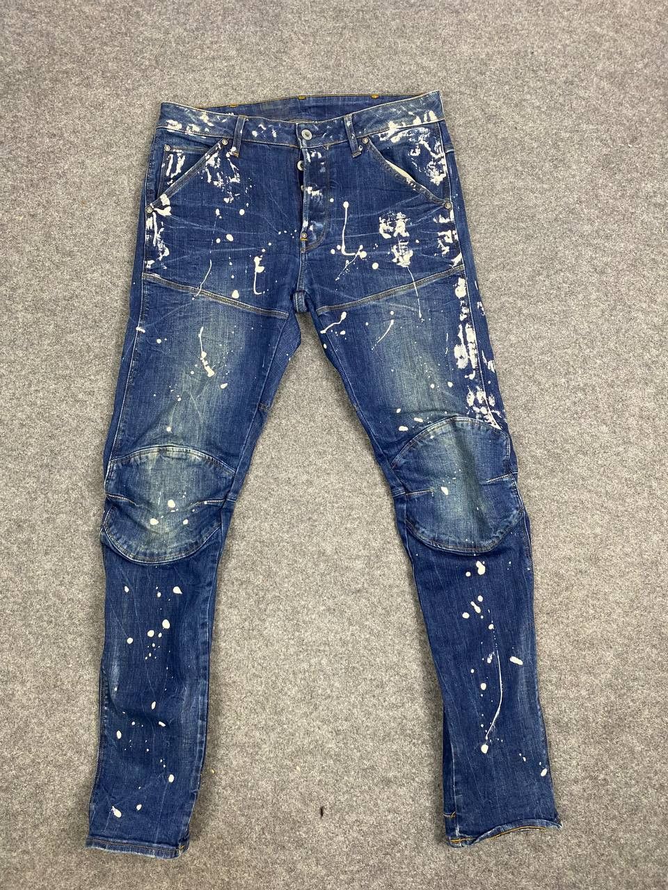 Distressed Denim vintage g star raw denim paint splatter design Grailed