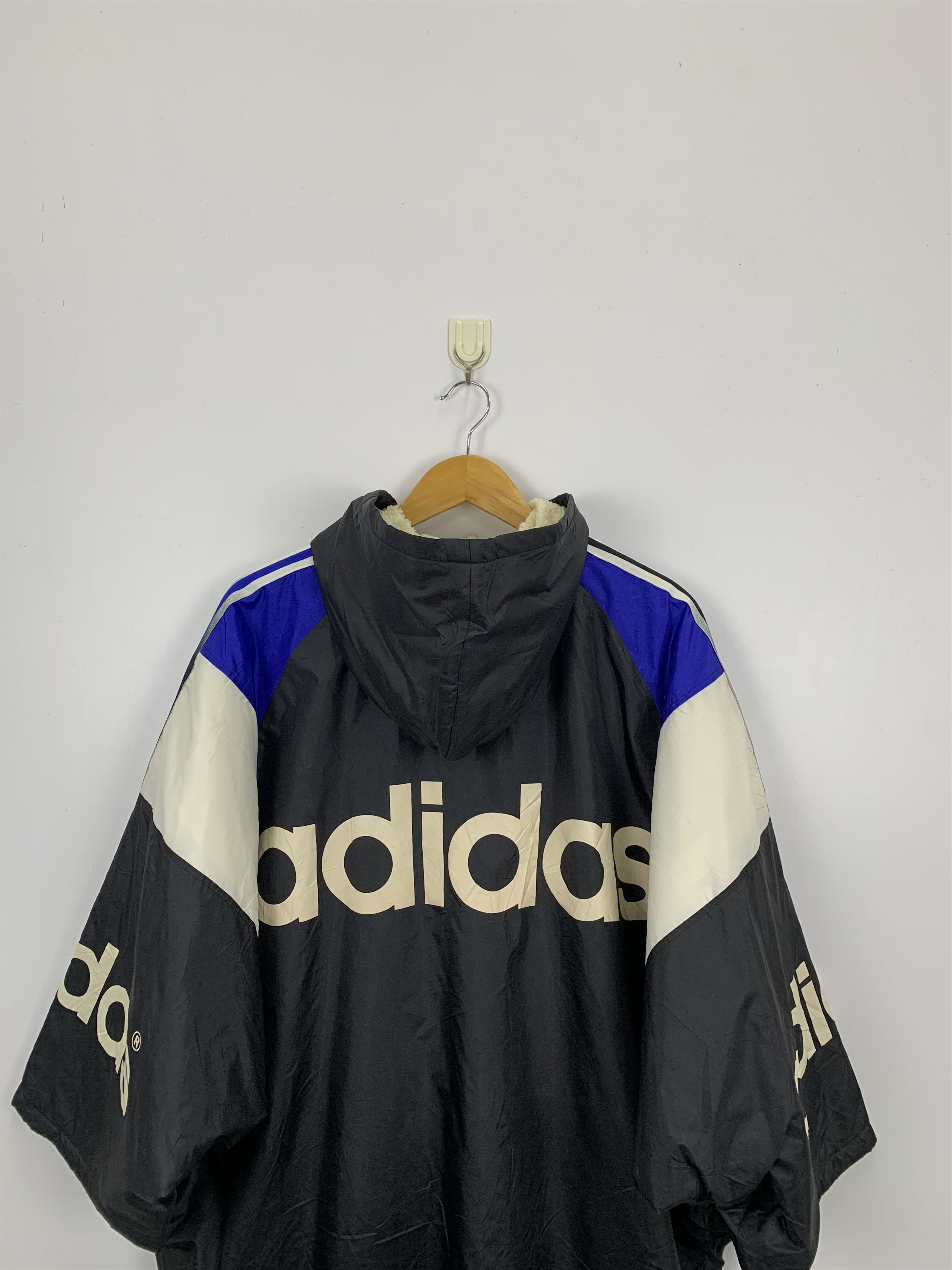 Adidas × Vintage Vintage 90s Adidas Long Hoodie Jacket Size US L / EU 52-54 / 3 - 4 Thumbnail