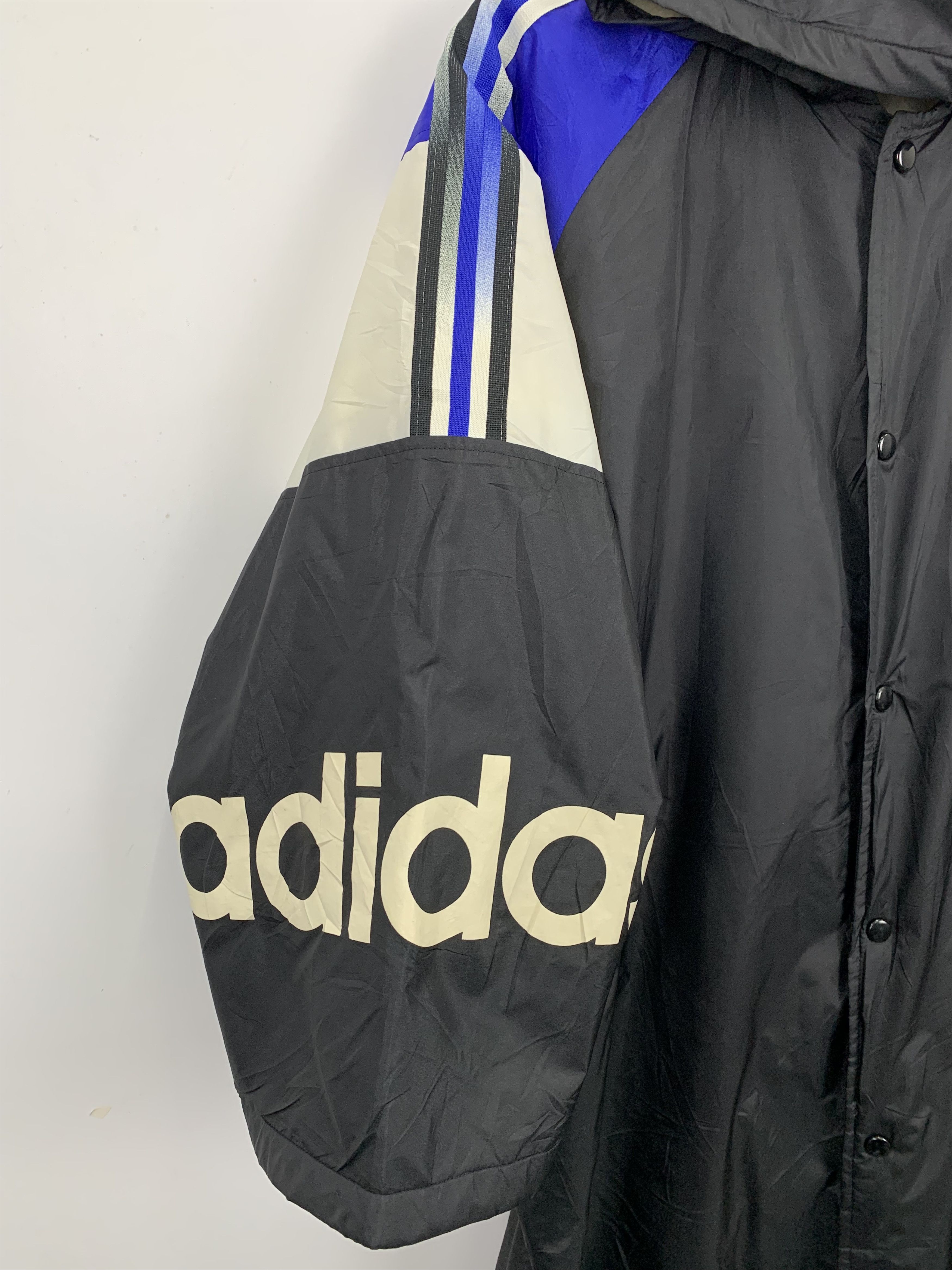 Adidas × Vintage Vintage 90s Adidas Long Hoodie Jacket Size US L / EU 52-54 / 3 - 9 Thumbnail