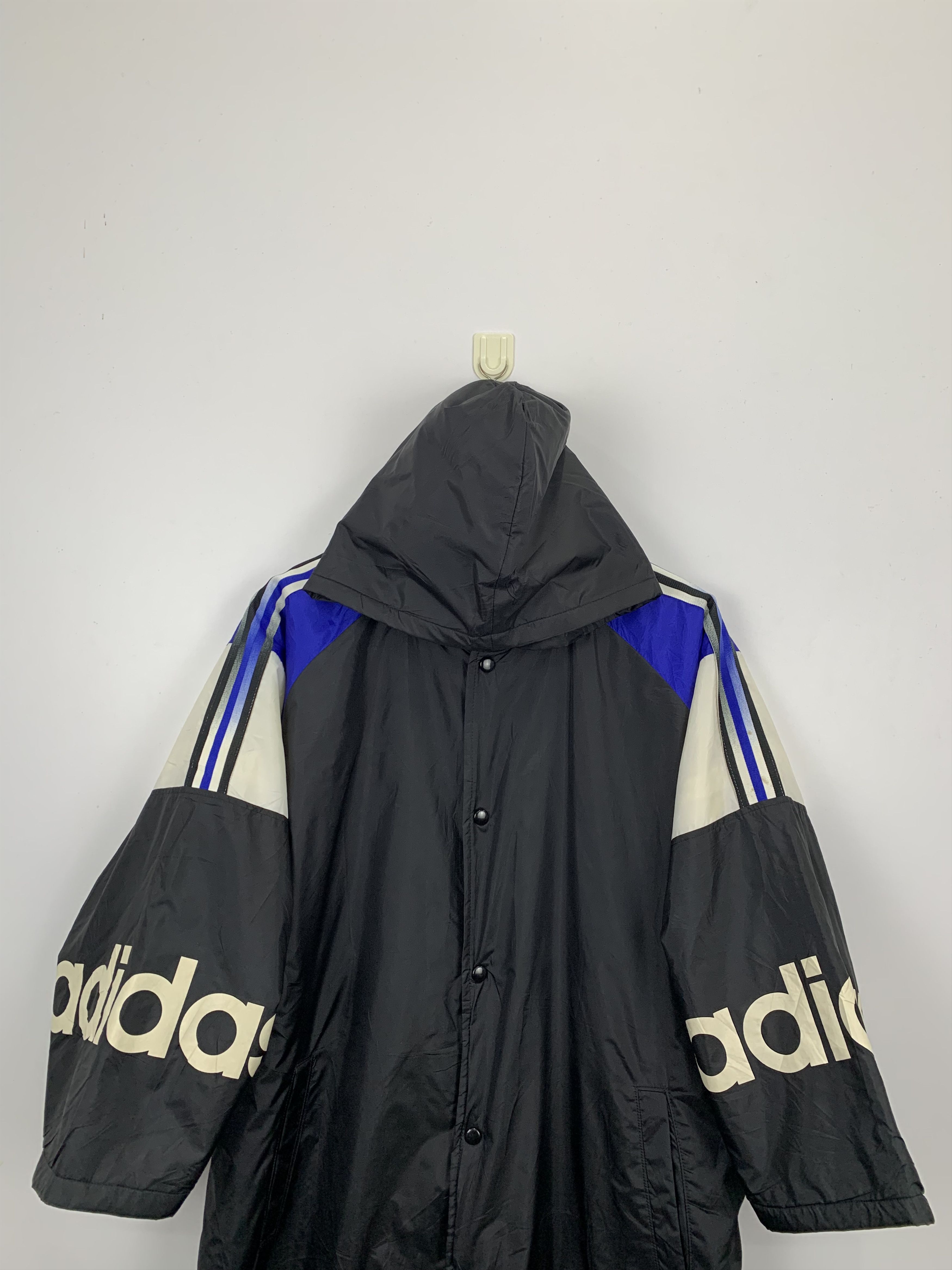 Adidas × Vintage Vintage 90s Adidas Long Hoodie Jacket Size US L / EU 52-54 / 3 - 2 Thumbnail