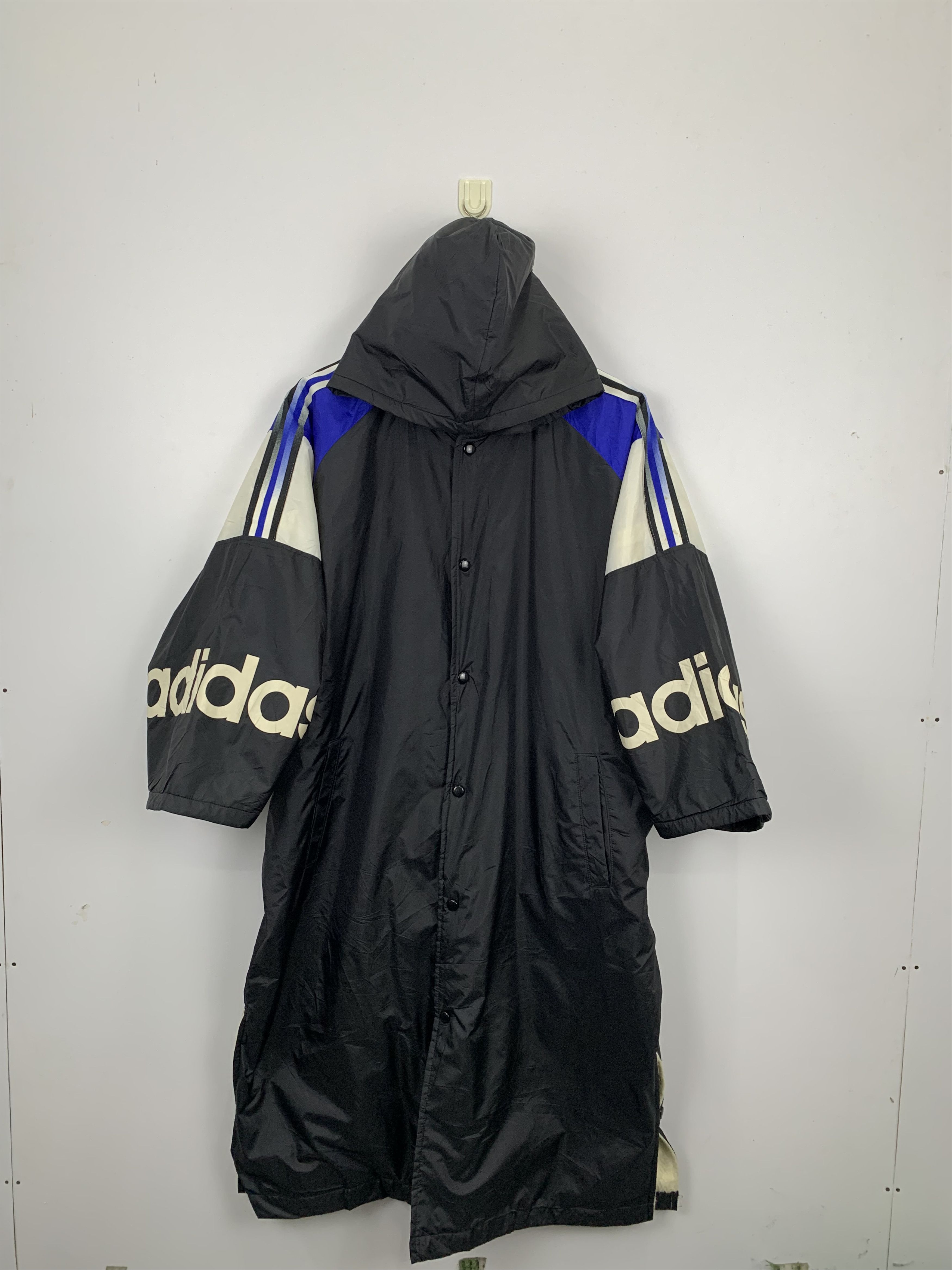Adidas × Vintage Vintage 90s Adidas Long Hoodie Jacket Size US L / EU 52-54 / 3 - 1 Thumbnail
