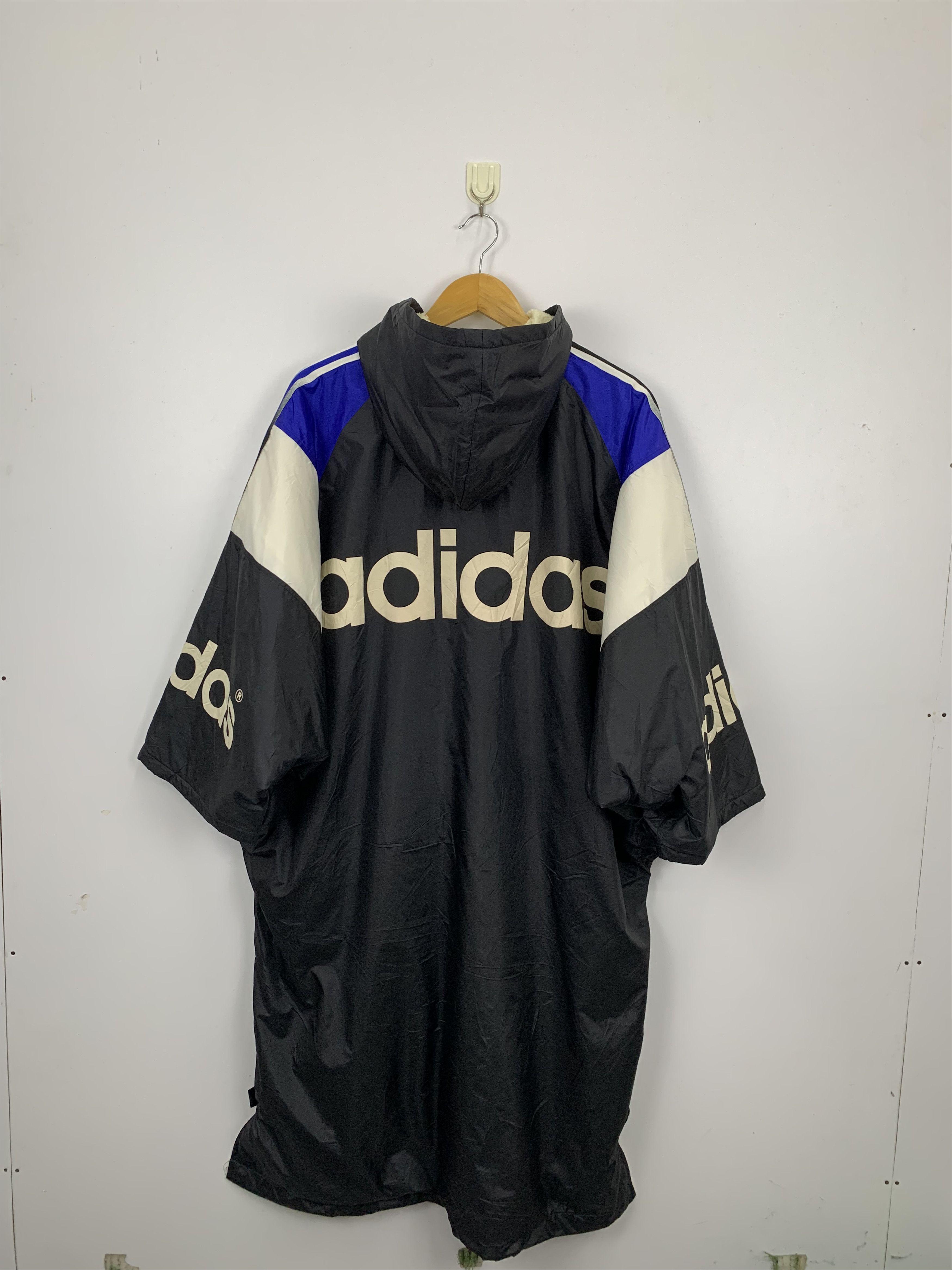 Adidas × Vintage Vintage 90s Adidas Long Hoodie Jacket Size US L / EU 52-54 / 3 - 3 Thumbnail