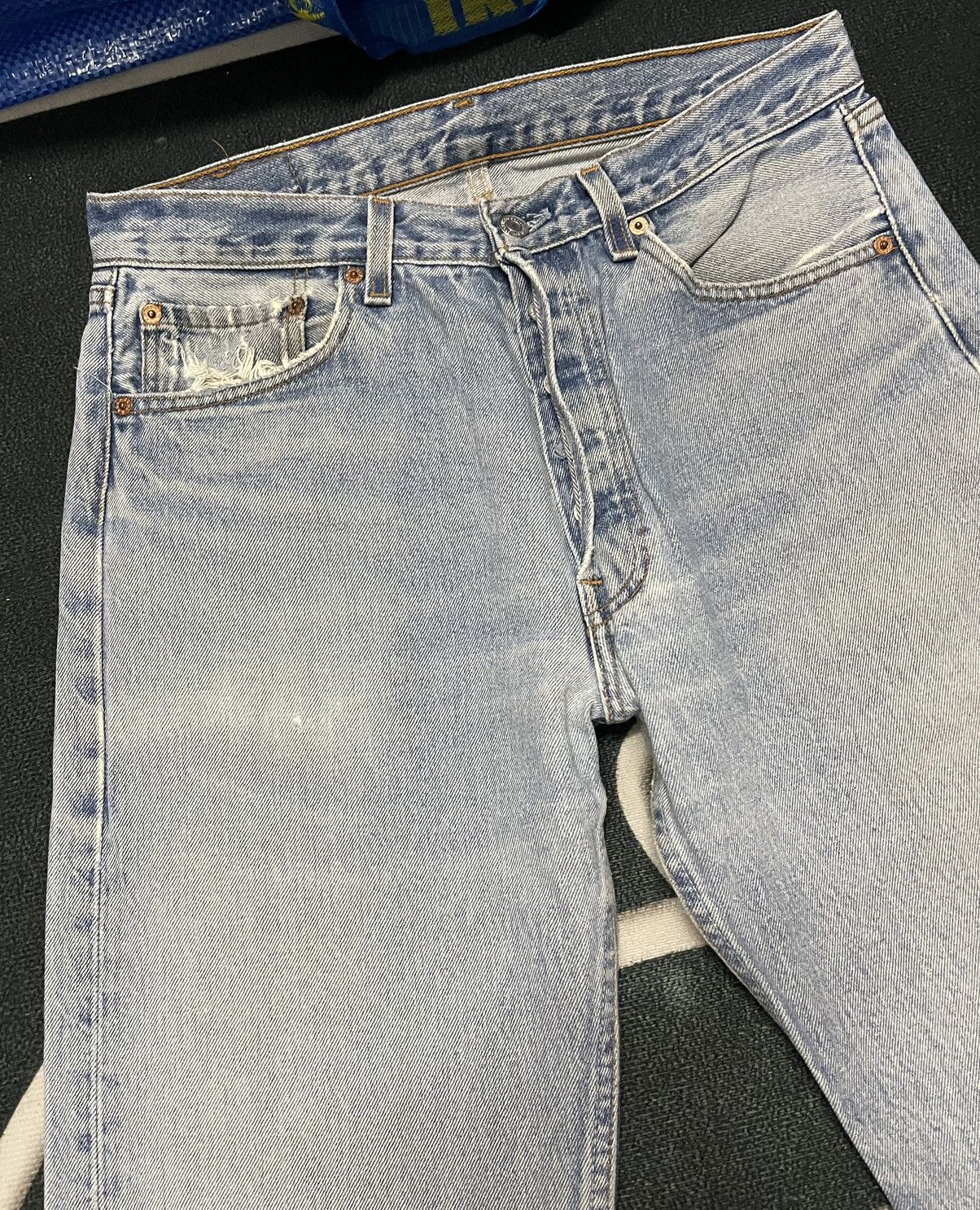 Levi's Vtg 90s Levis 501 distressed jeans button 524 non selvedge Size US 32 / EU 48 - 5 Thumbnail