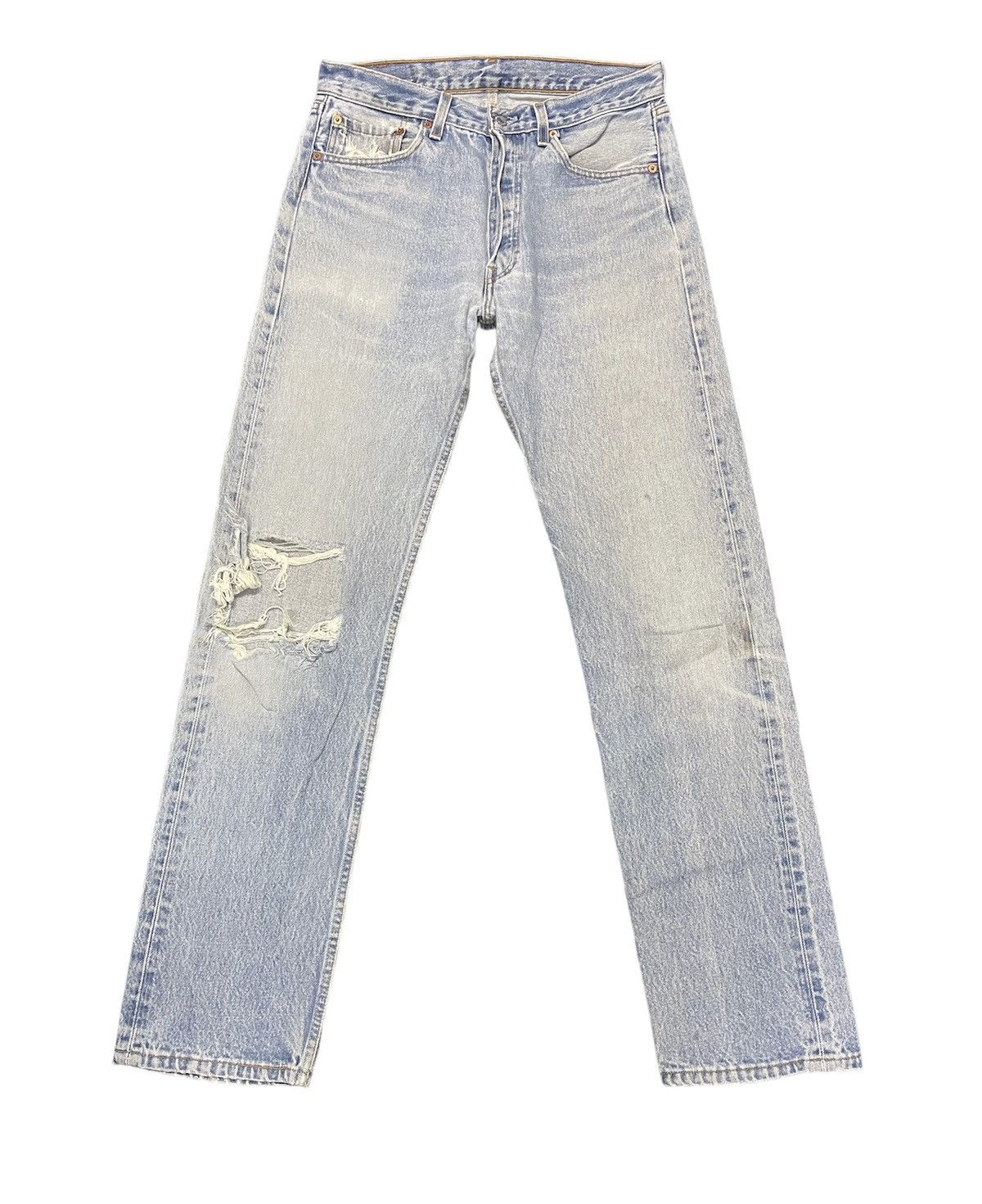 Vtg 90s Levis 501 distressed jeans button 524 non selvedge