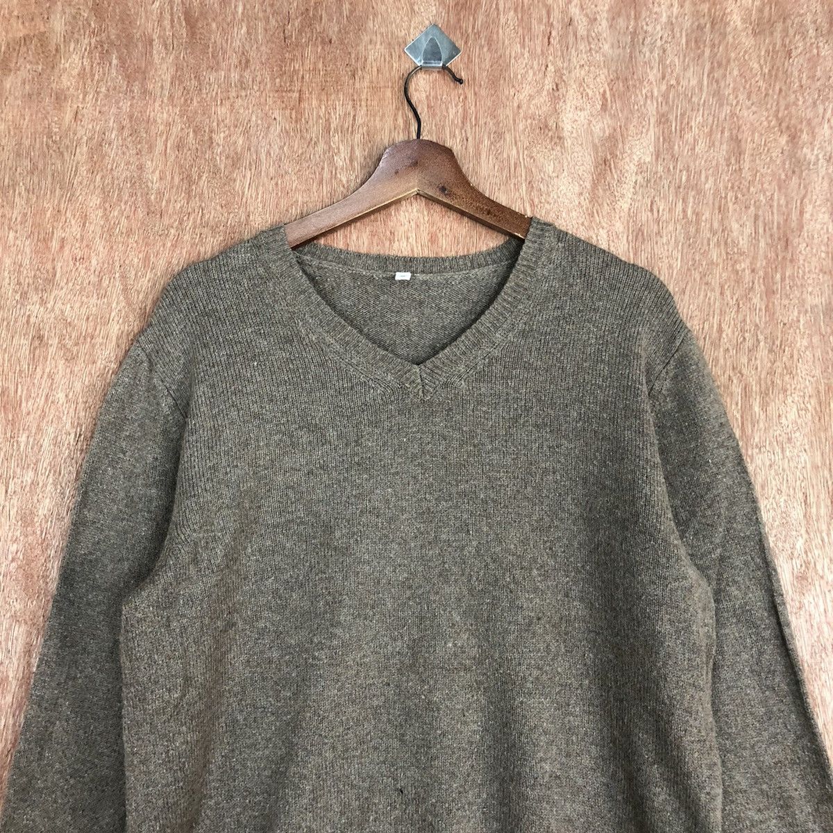 Vintage Topvalu Brown plain Knitwear sweatshirt #c840 Size US M / EU 48-50 / 2 - 2 Thumbnail