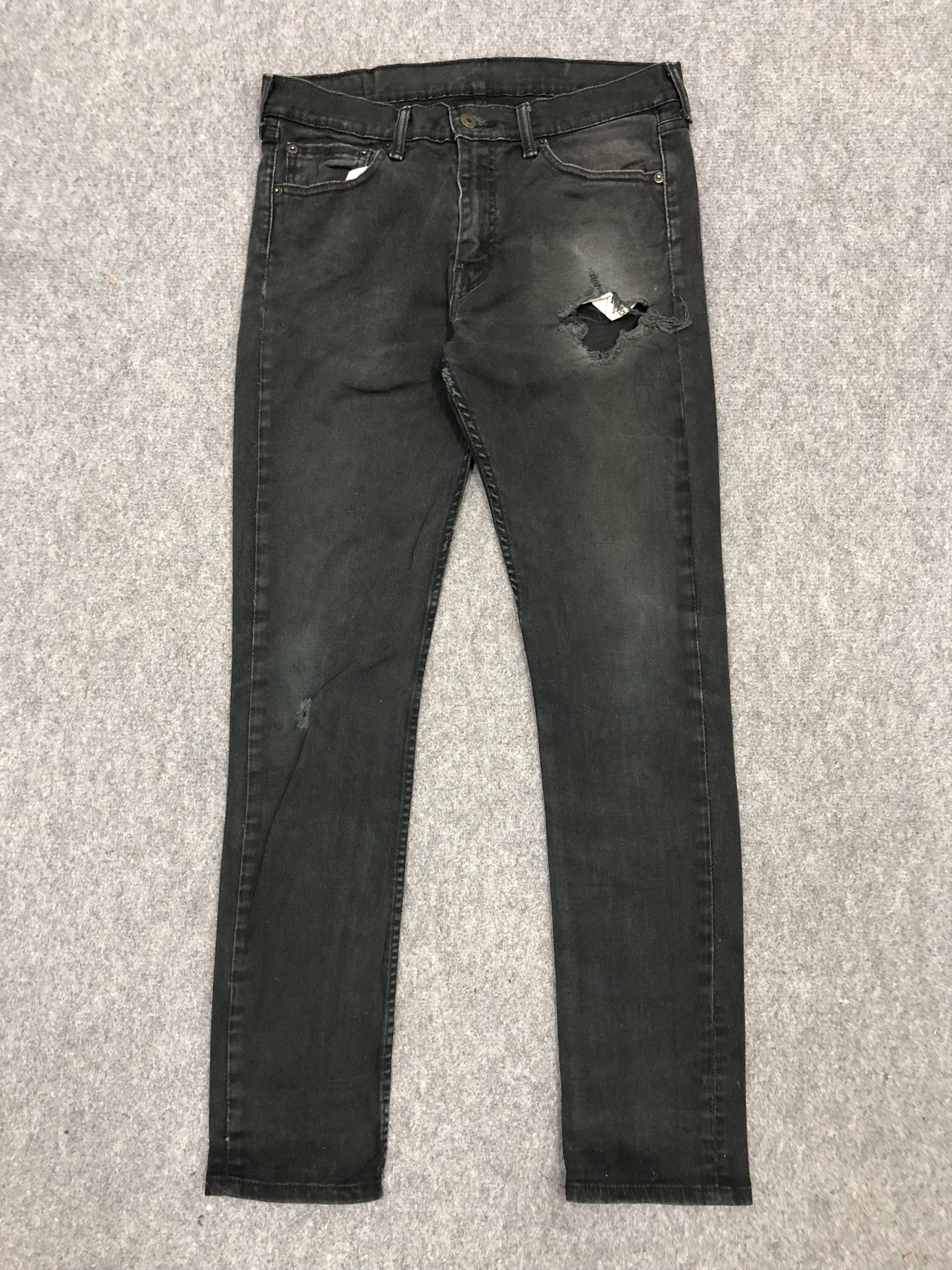 image of Distressed Levis 510 Faded Black Jeans, Men's (Size 32)