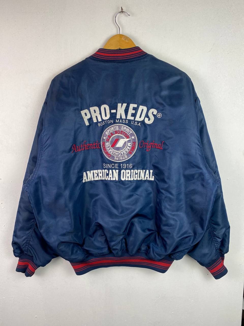 image of Vintage Pro Keds Bomber Jacket Embroided in Navy Blue, Men's (Size 2XL)