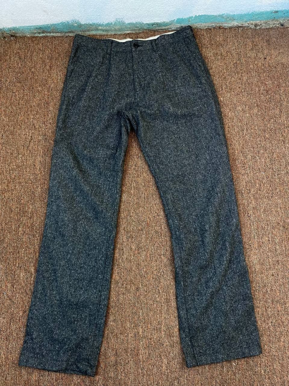 image of Vintage Global Work Wool Pants Salt And Pepper Design in Grey, Men's (Size 34)